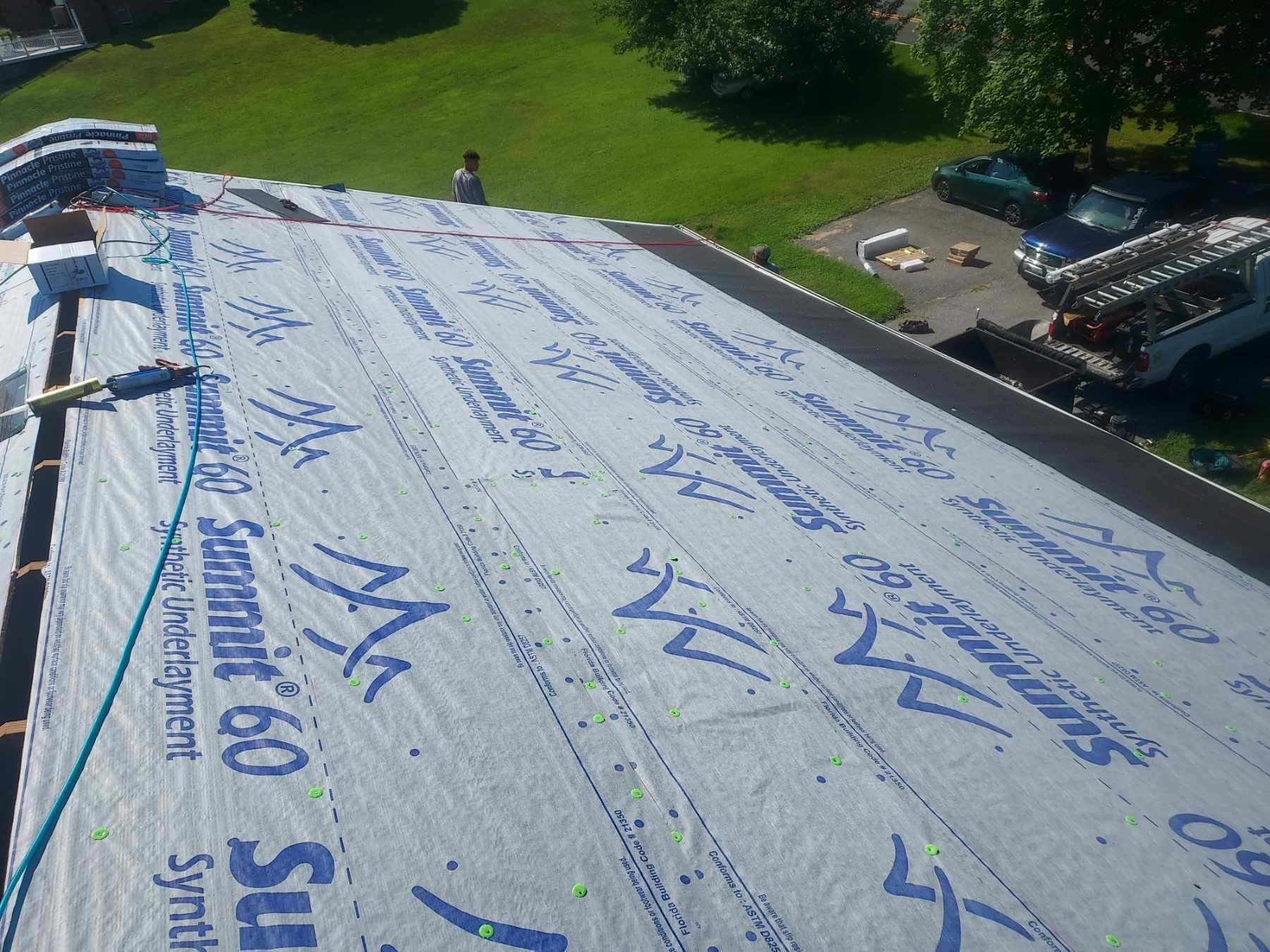 Residential Roofing Installation using Atlas Pinnacle Pristine Pewter Architectural Shingles by Frederick Roof Repair