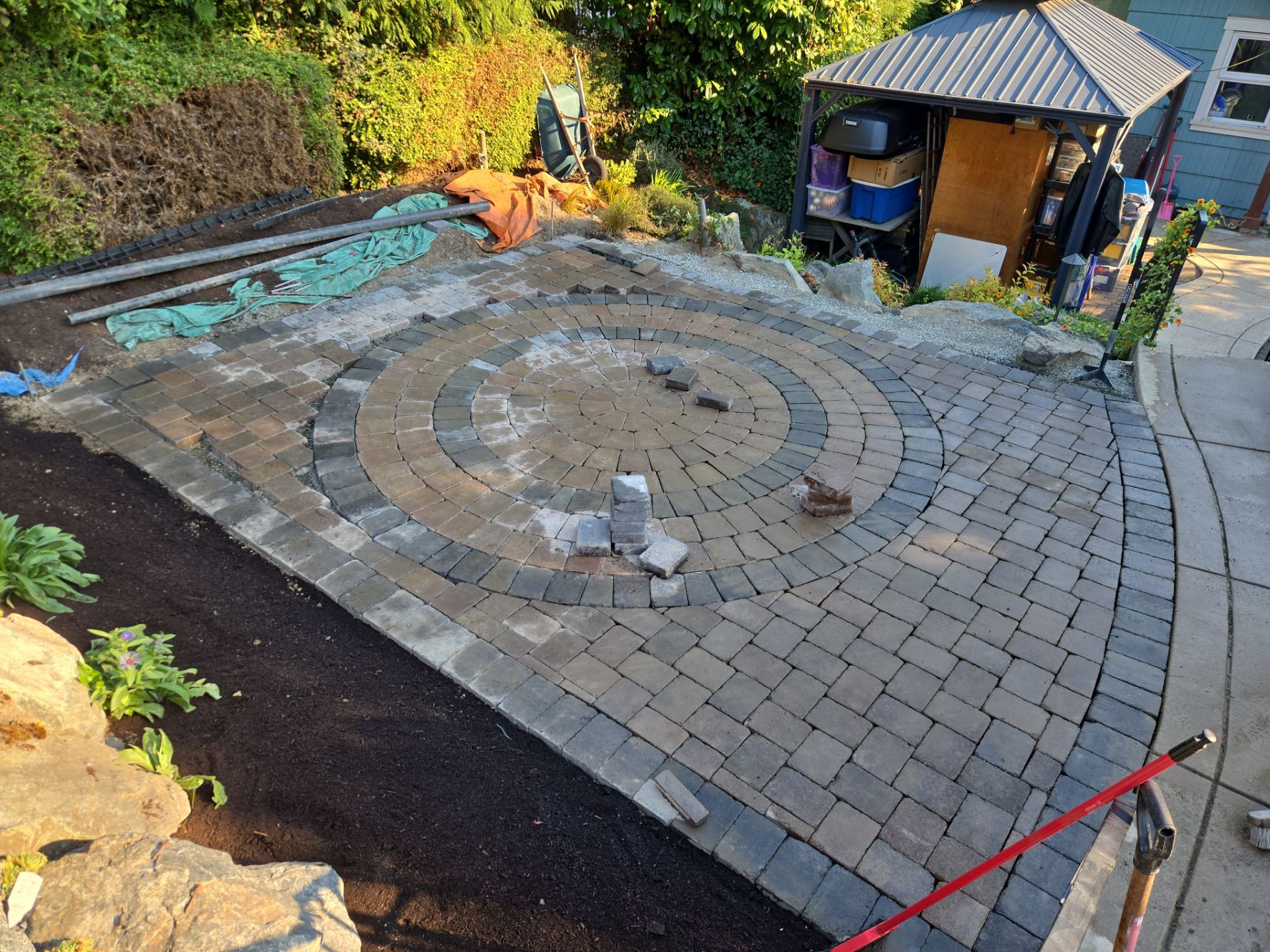 Backyard Transformation — Custom Shed, Paver Patio & Retaining Wall by Habanero Garden and Exterior Care
