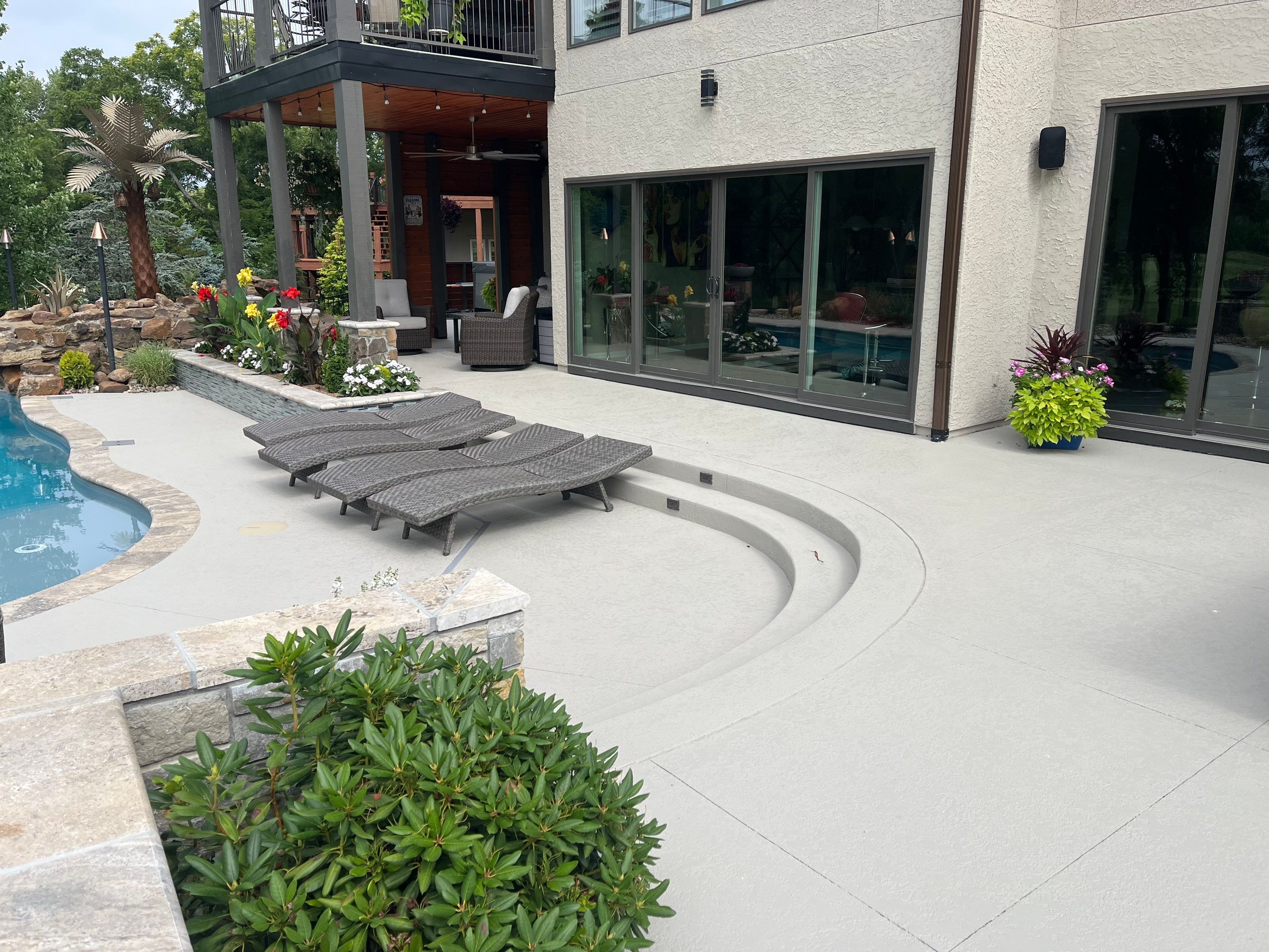 Lenexa -- Pool Deck Resurface with Pewter Grey Sealer by Big Red Decorative Concrete, LLC