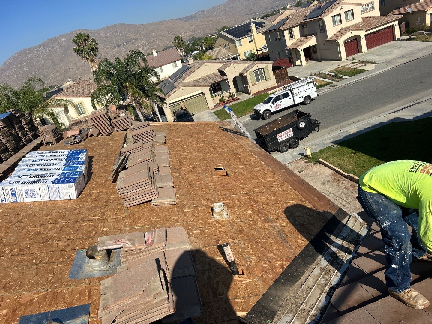 Complete Concrete Tile Roof Replacement and Solar Integration in San Jacinto by Reliable Roofing San Diego Inc.