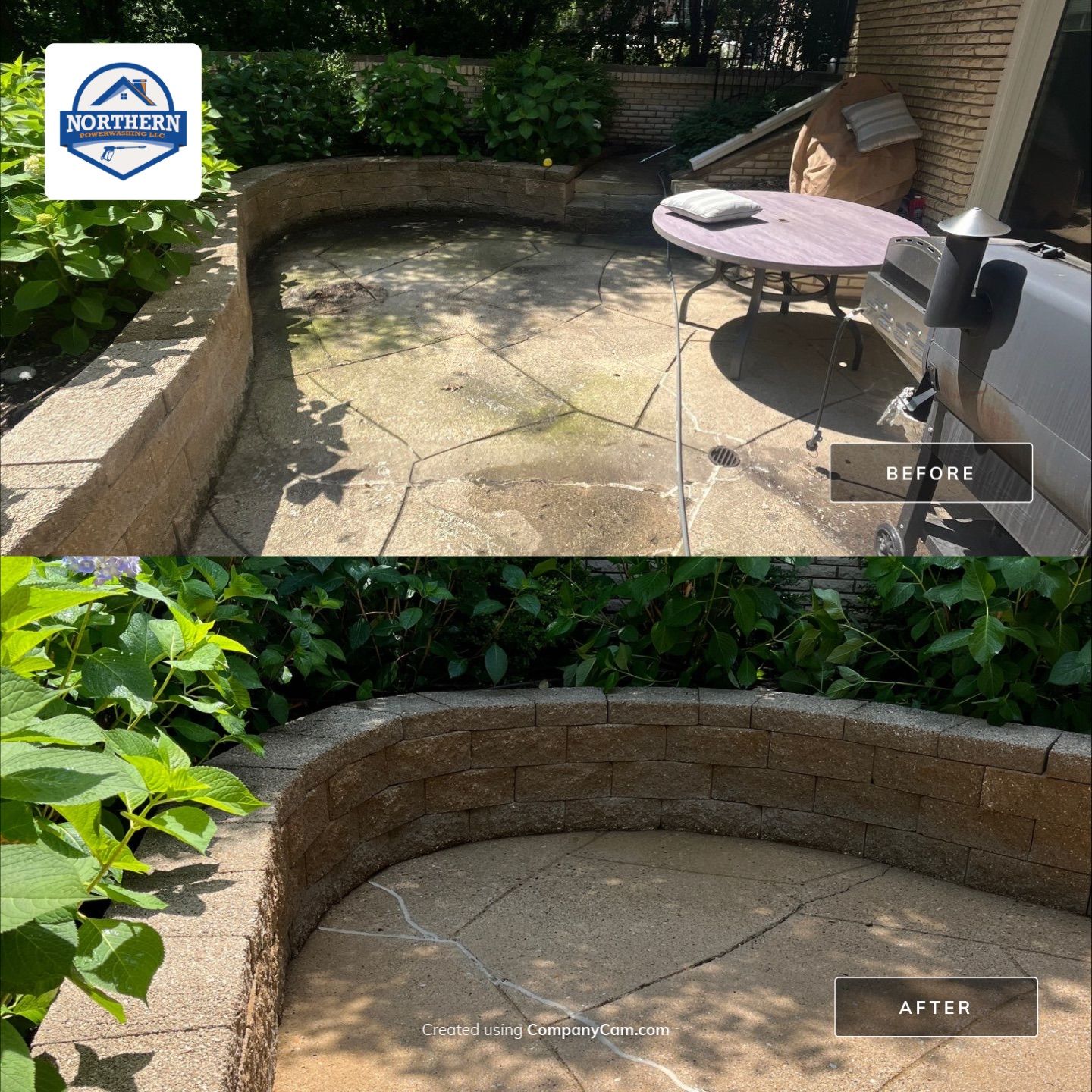 concrete power washing using Algaecide, soft wash soap by Northern Power Washing LLC.