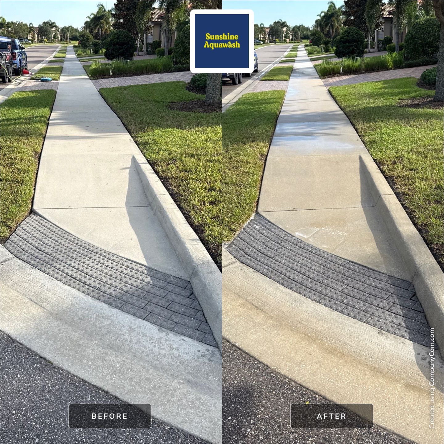 Paver Driveway & Sidewalk Cleaning – Del Webb Community, Lakewood Ranch, FL by Sunshine AquaWash
