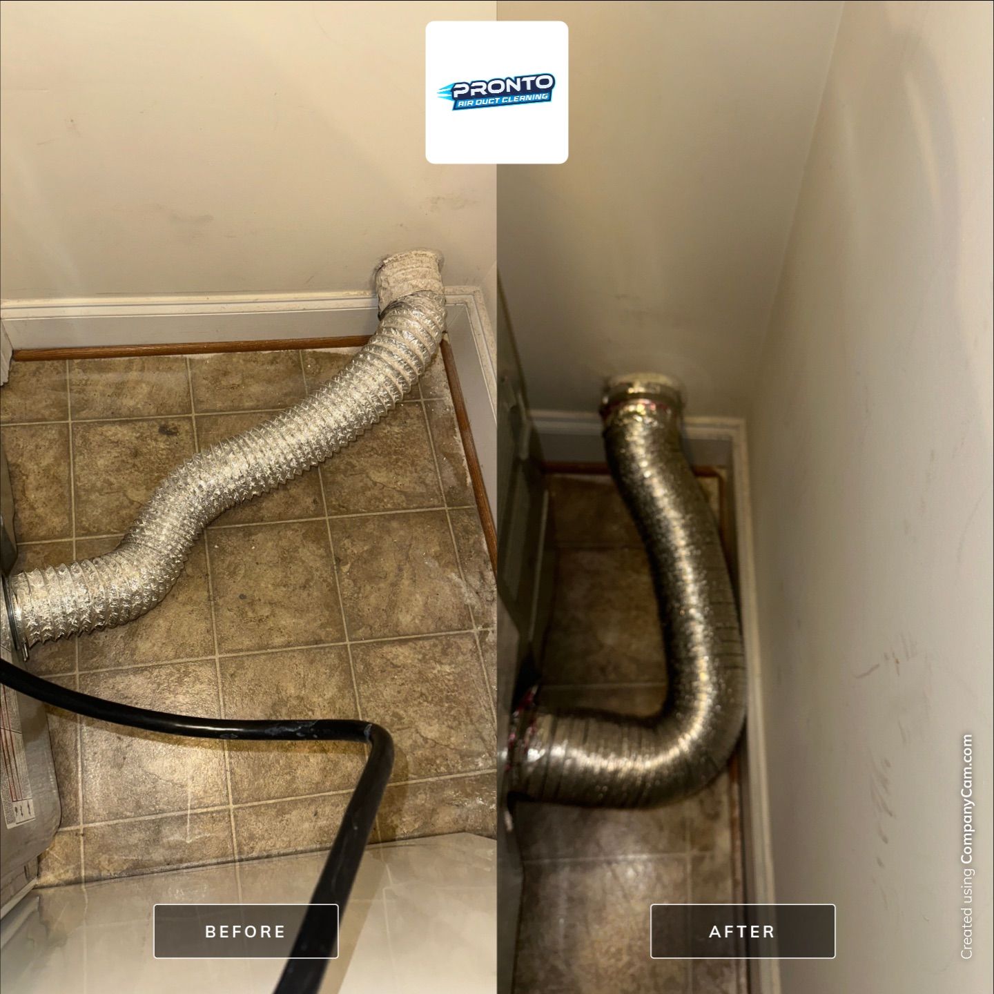 Vent Cleaning and Code Approved Transition Dryer Duct by Pronto Air Duct Cleaning