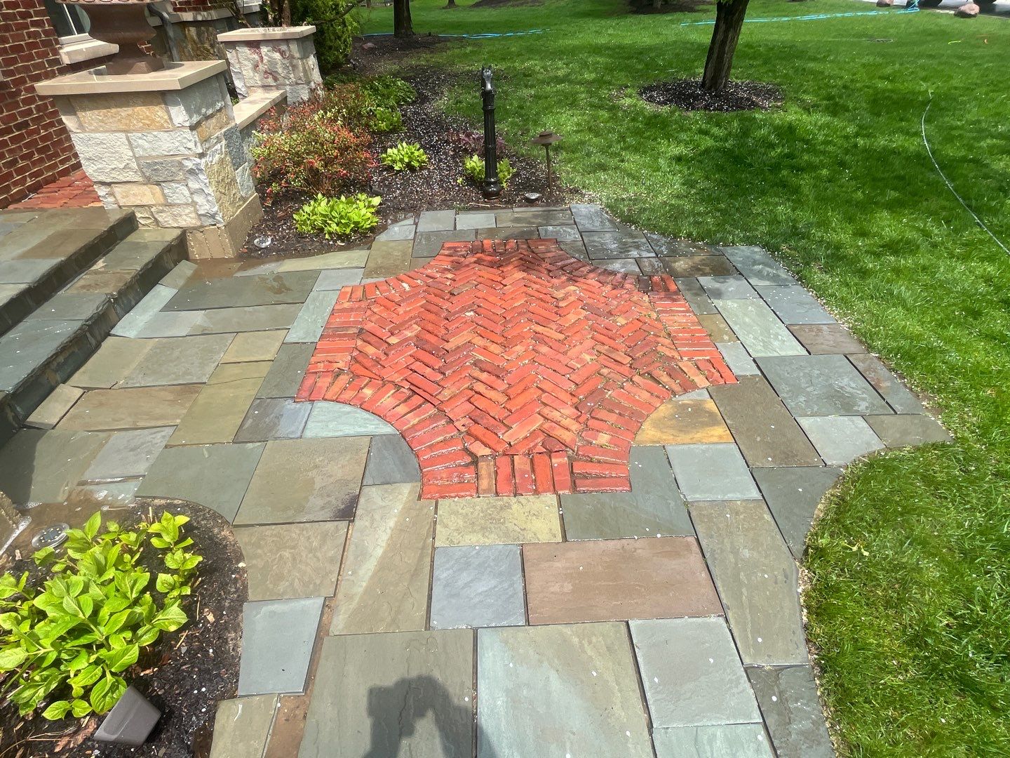 bluestone using Algaecide, soft wash soap by Northern Power Washing LLC.