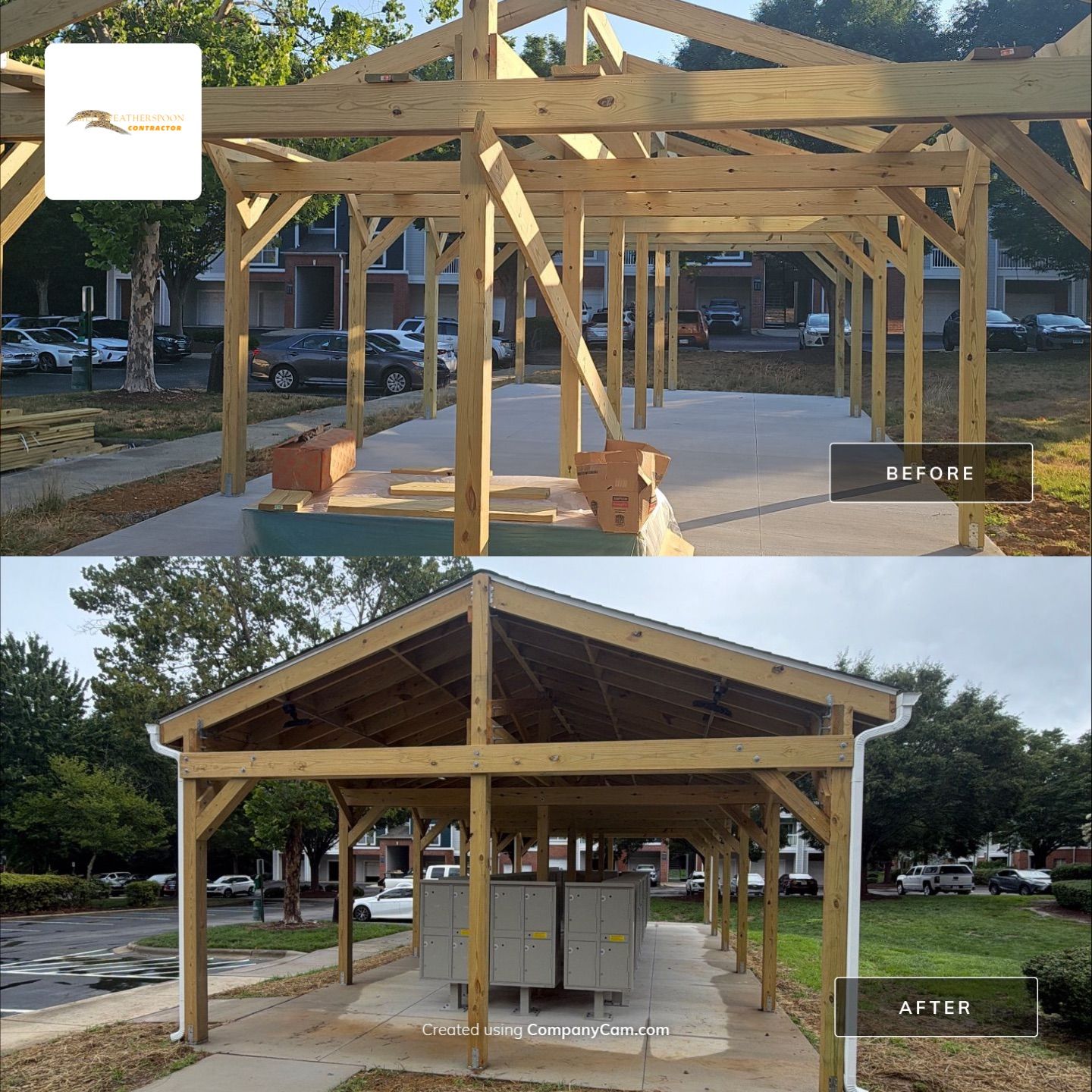 Custom Timber Frame Pavilion for Cluster Mailbox Units in Raleigh by Billy Weatherspoon Contractor