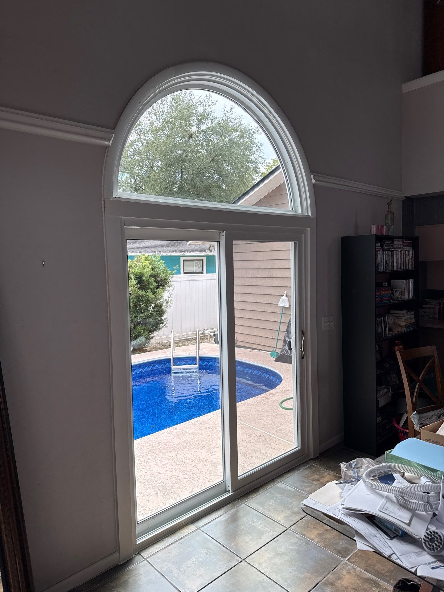 Custom Arched Transom and Sliding Patio Door Replacement in Gainesville by Windows & Doors Store