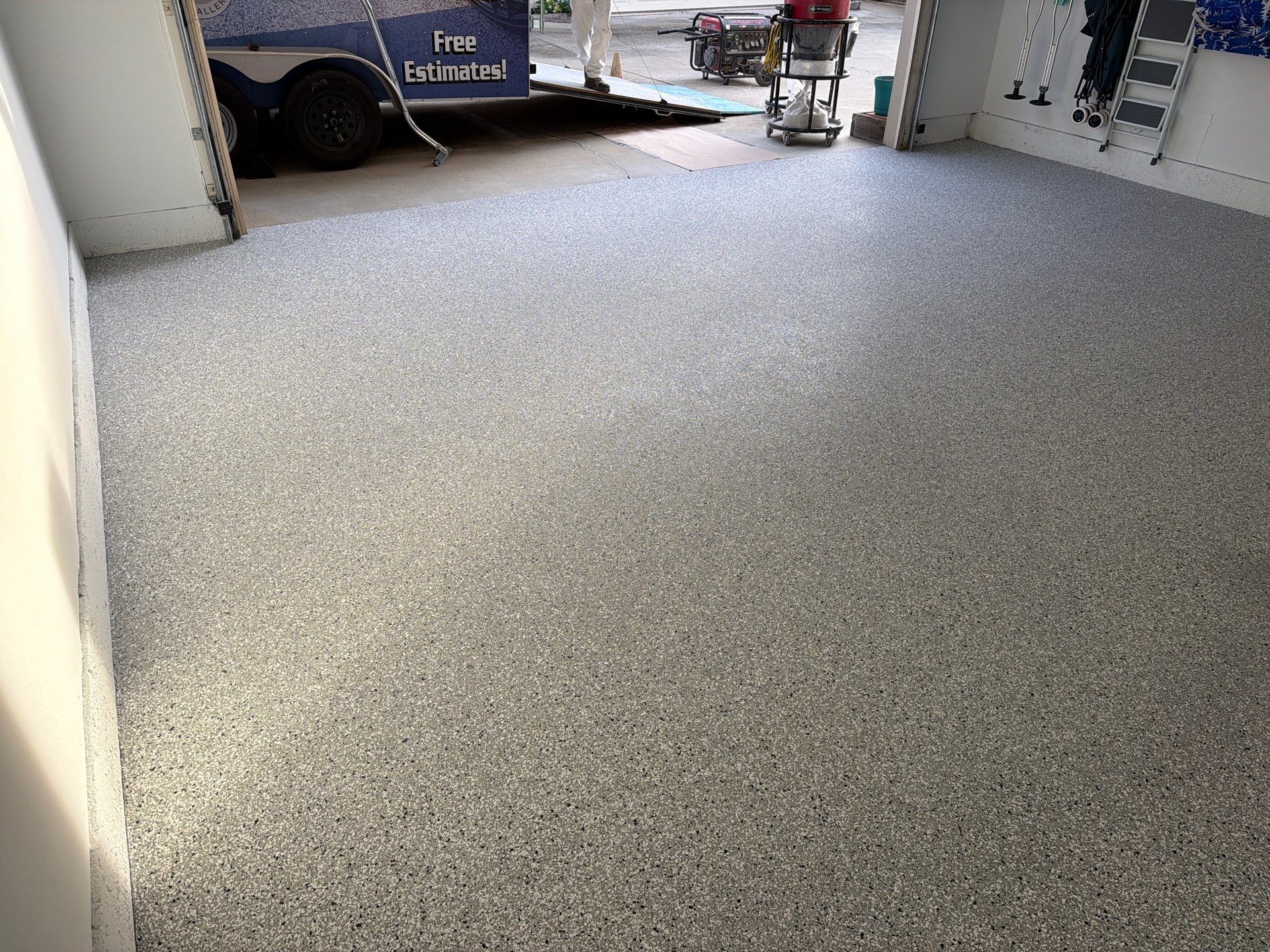 Morro Bay Garage Floor Transformation With Simiron Feather Gray Epoxy by MGP Coatings