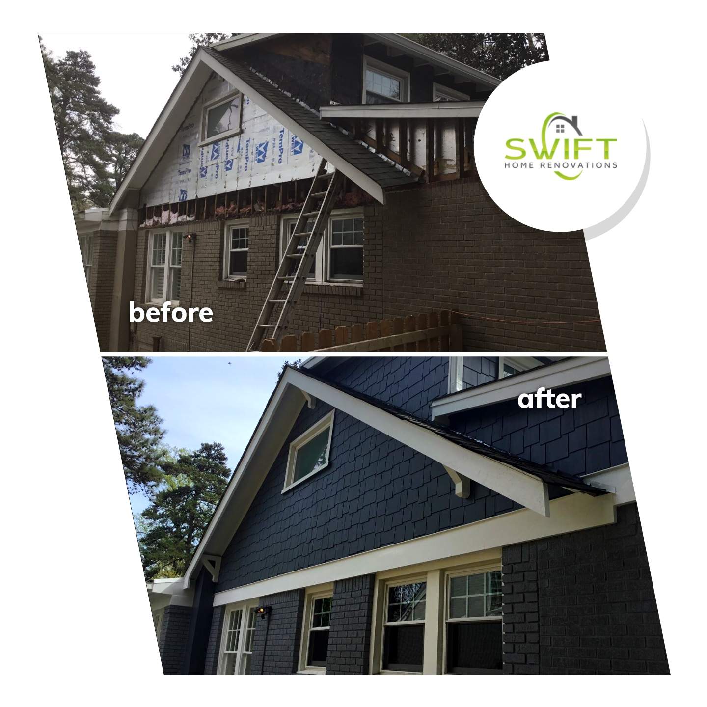 Custom Shingle Siding Installation and Brick Painting in Atlanta by Swift Home Renovations