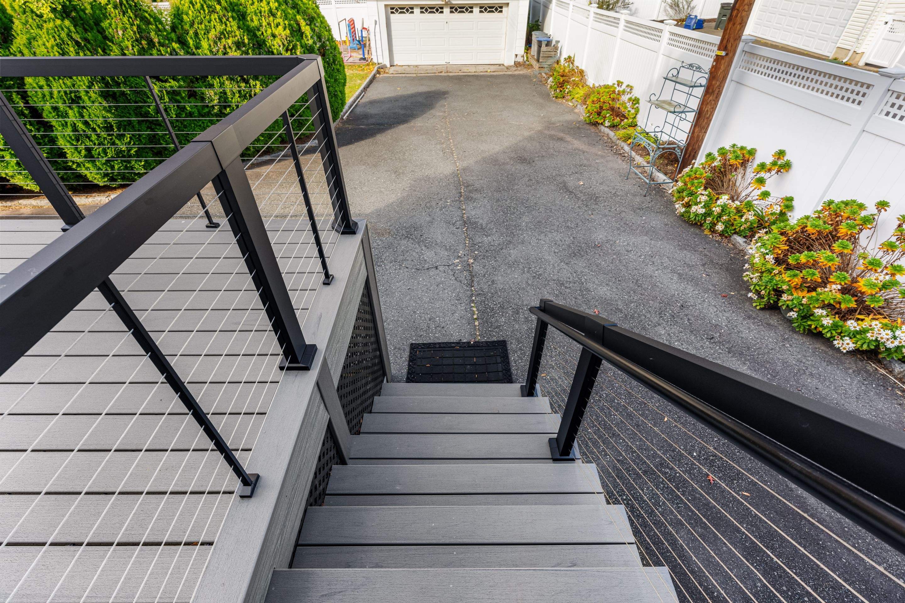 new deck with cable rails in Montclair NJ by deck guardian