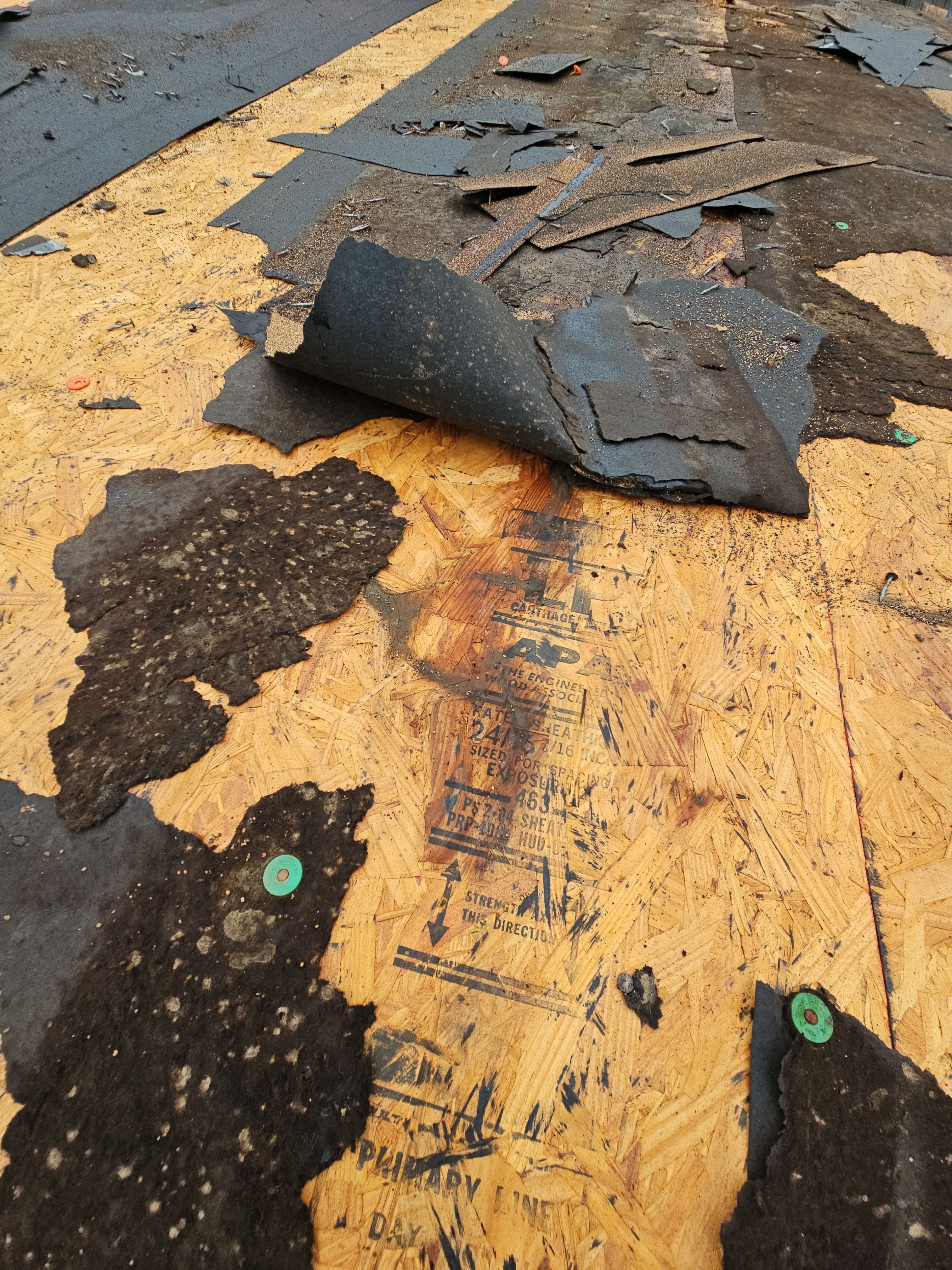 "Full Roof Replacement Due to Hail and Water Damage – Before & After" by road roofing llc