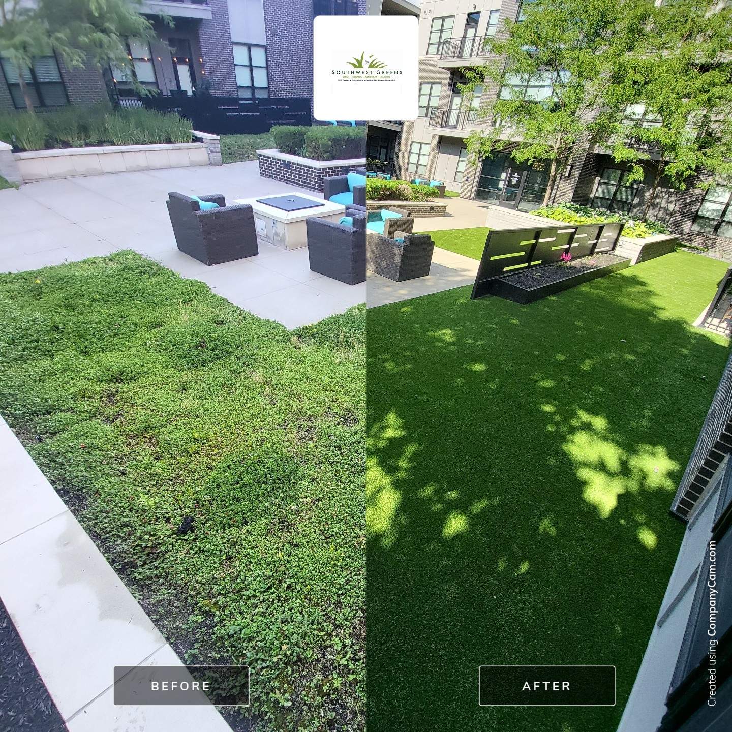 Above Garage Courtyard Synthetic Lawn @ The Broadview by Southwest Greens Midwest