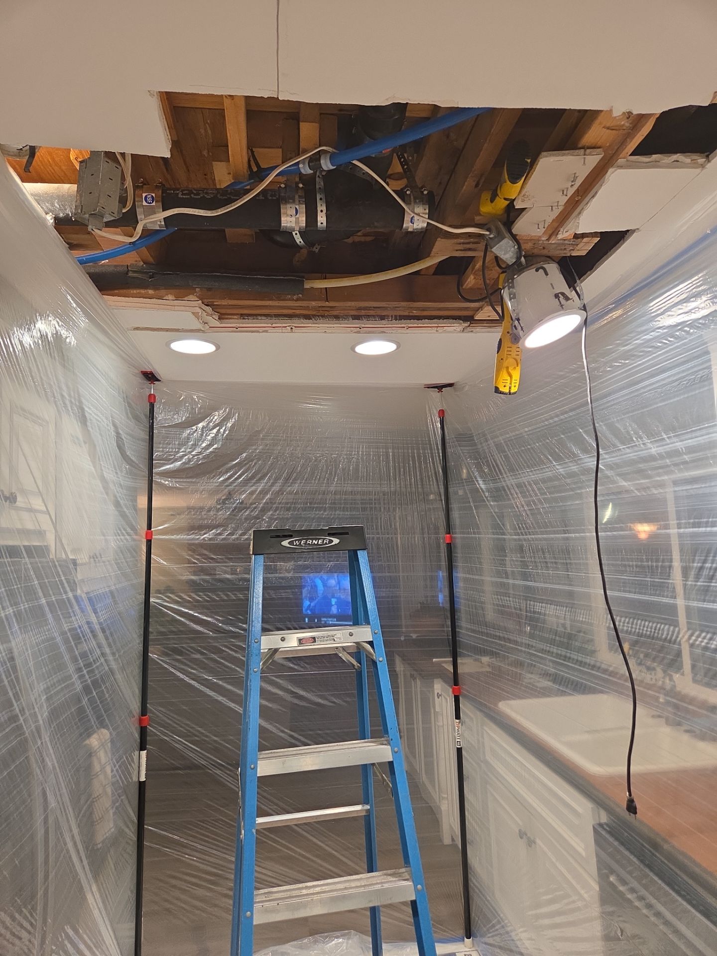 Dain line in Ceiling of Kitchen was bad by Professional Plumbing Inc 