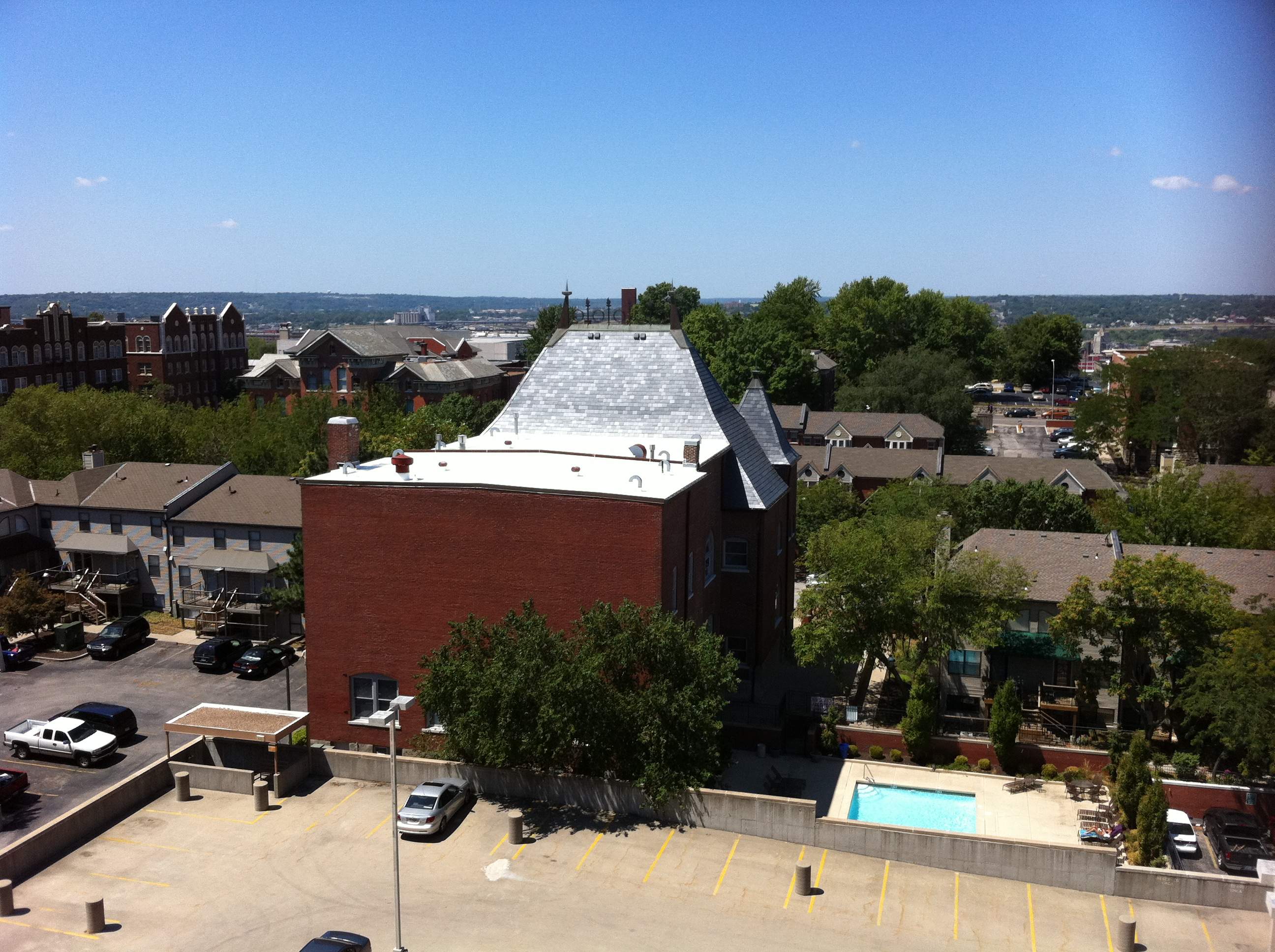 Historic Building ROOF REPLACEMNT with GAF TruSlate  on steep slop and Versico 60mil TPO on flat roof by Gorilla Exteriors Contracting, LLC