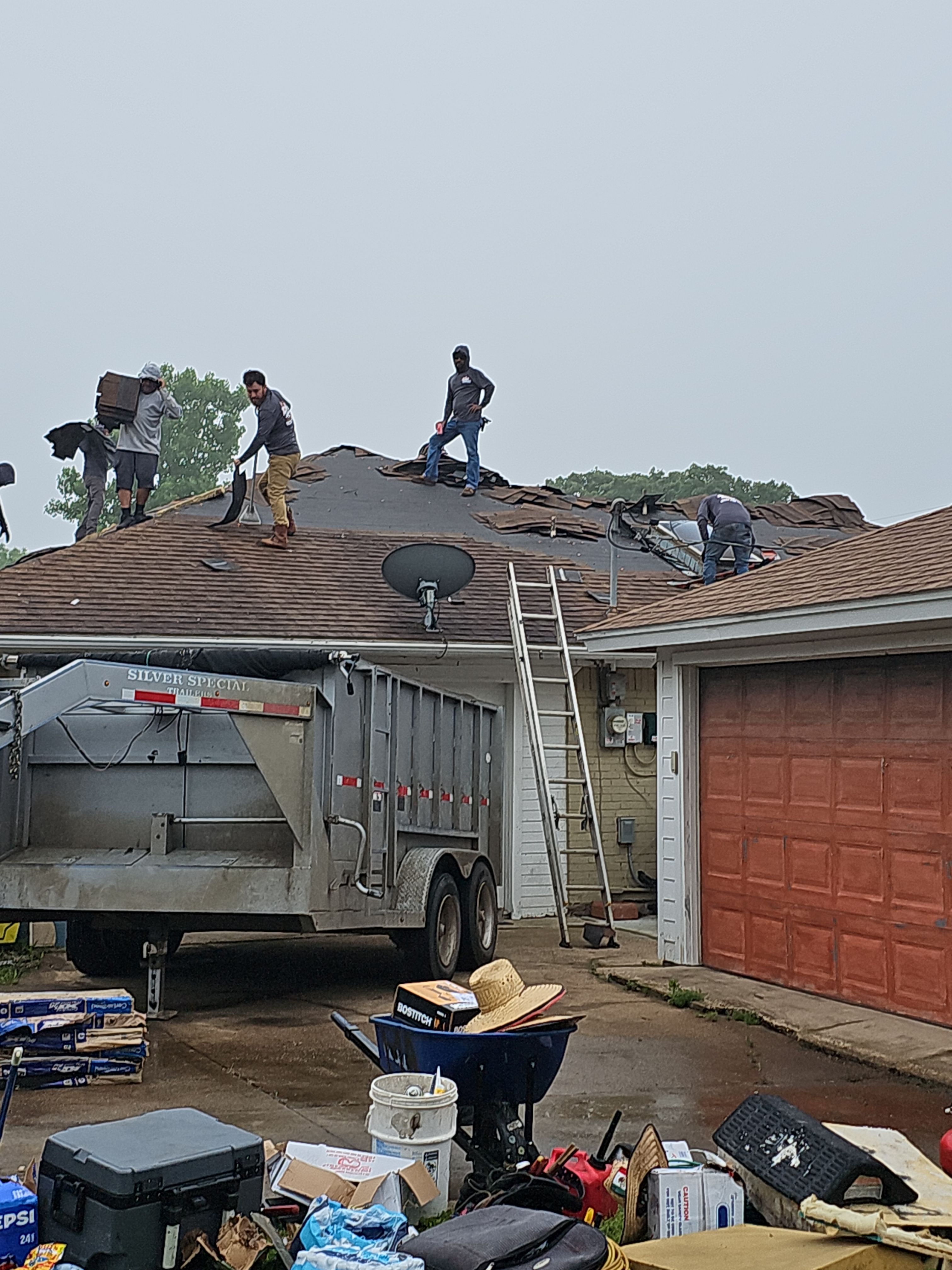   "Full Roof Replacement Due to Hail and Water Damage – Before & After" by road roofing llc