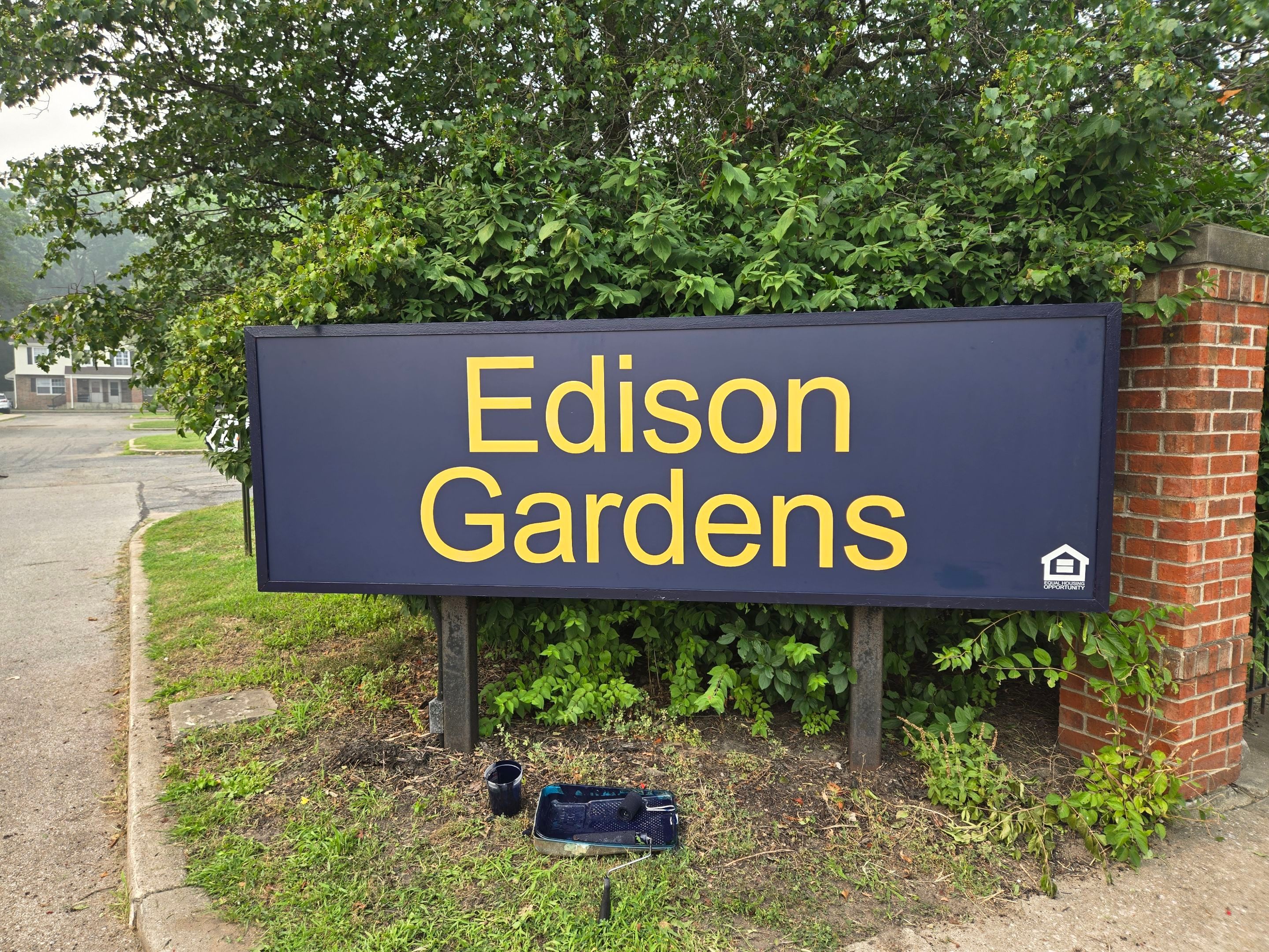Monument Sign Replacement at Edison Gardens in South Bend by Hayes Design co