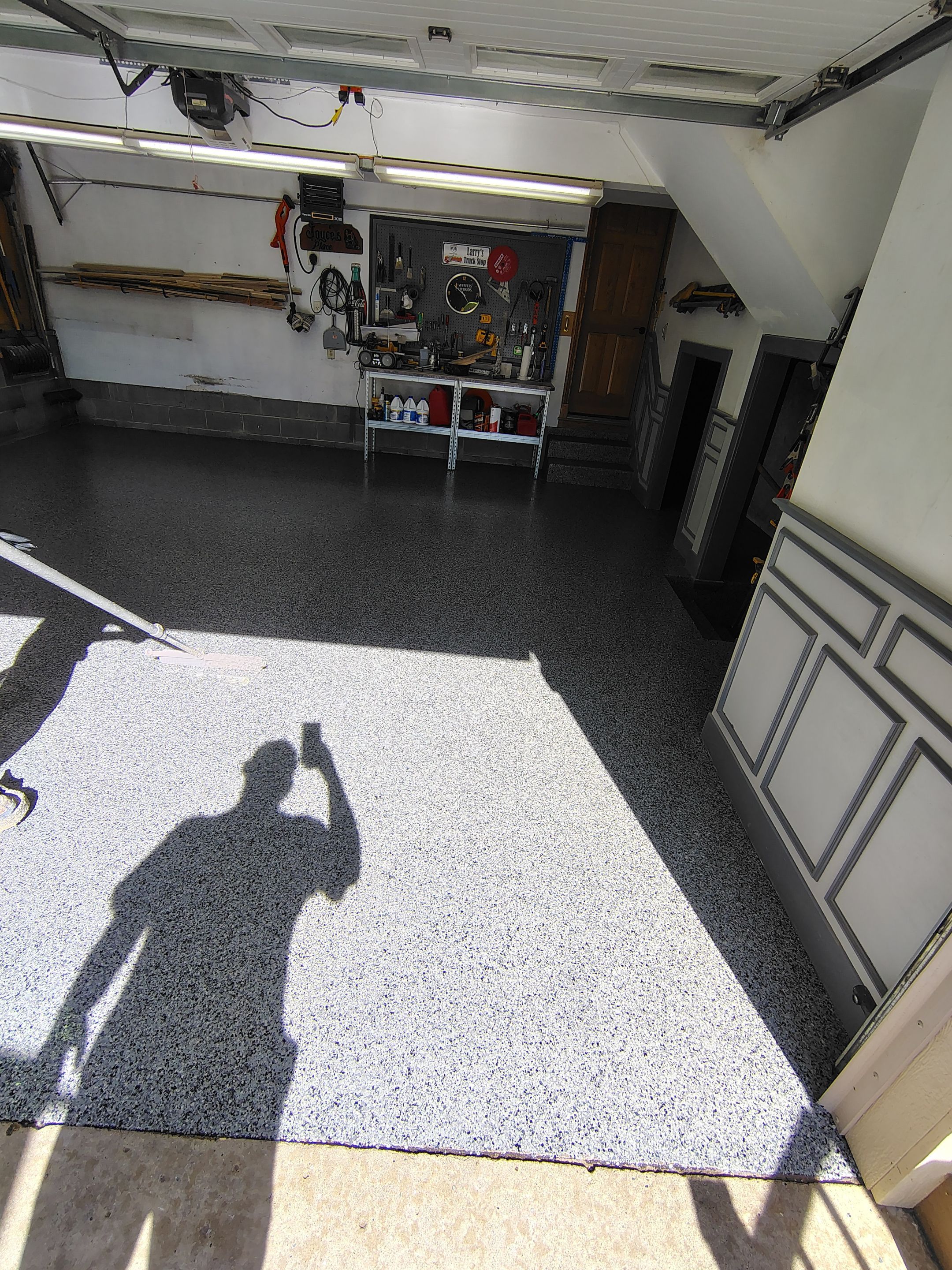 Nightfall Decorative Chip Garage Floor Coating in Luverne, Minnesota by Select Painting, Coatings & Garage Cabinets
