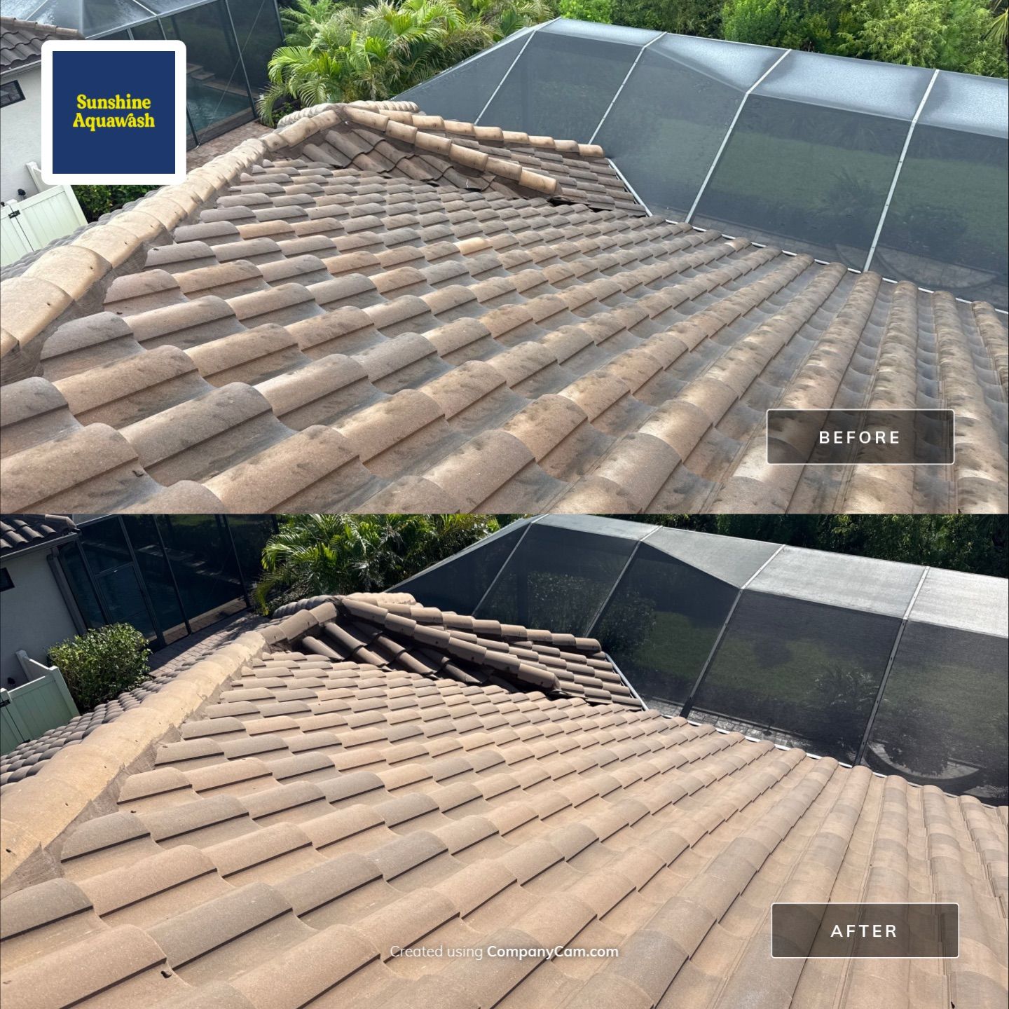 Concrete Tile Roof, Paver Driveway & Lanai Cleaning – Artisan Lakes Esplanade, Palmetto, FL by Sunshine AquaWash