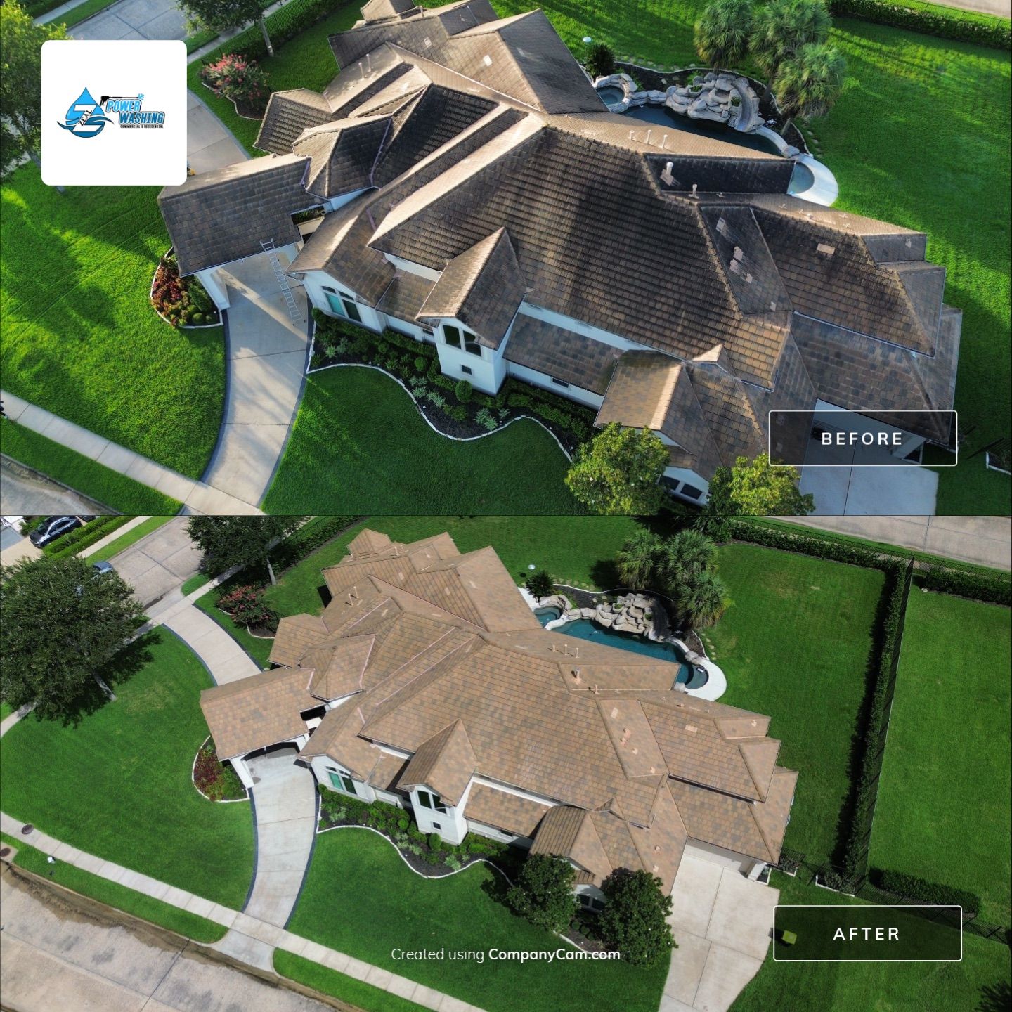 Full Exterior Cleaning and Roof Restoration for Missouri City Estate by Zeal Power Washing