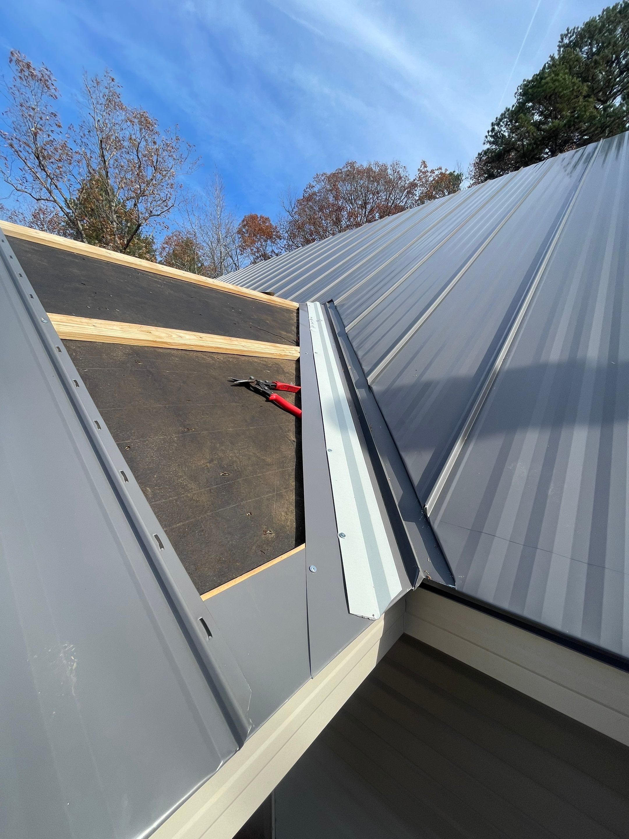 Residential Metal Roof Replacement using Reed's Metals: 26 GA. Standing Seam: Charcoal Grey by Hostetler Roofing