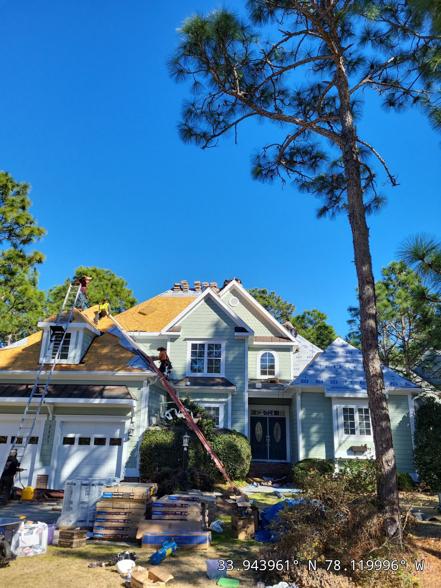 Storm Damage Insurance Claim Roof Replacement in Southport, NC Using CertainTeed by RGR Construction and Roofing, LLC