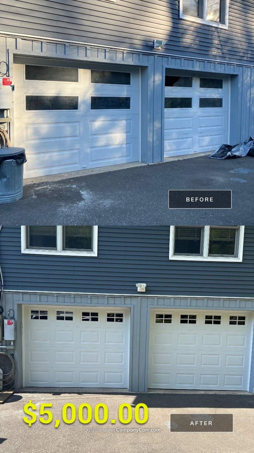Double Garage Door Upgrade by DiGiorgi Roofing and Siding Inc