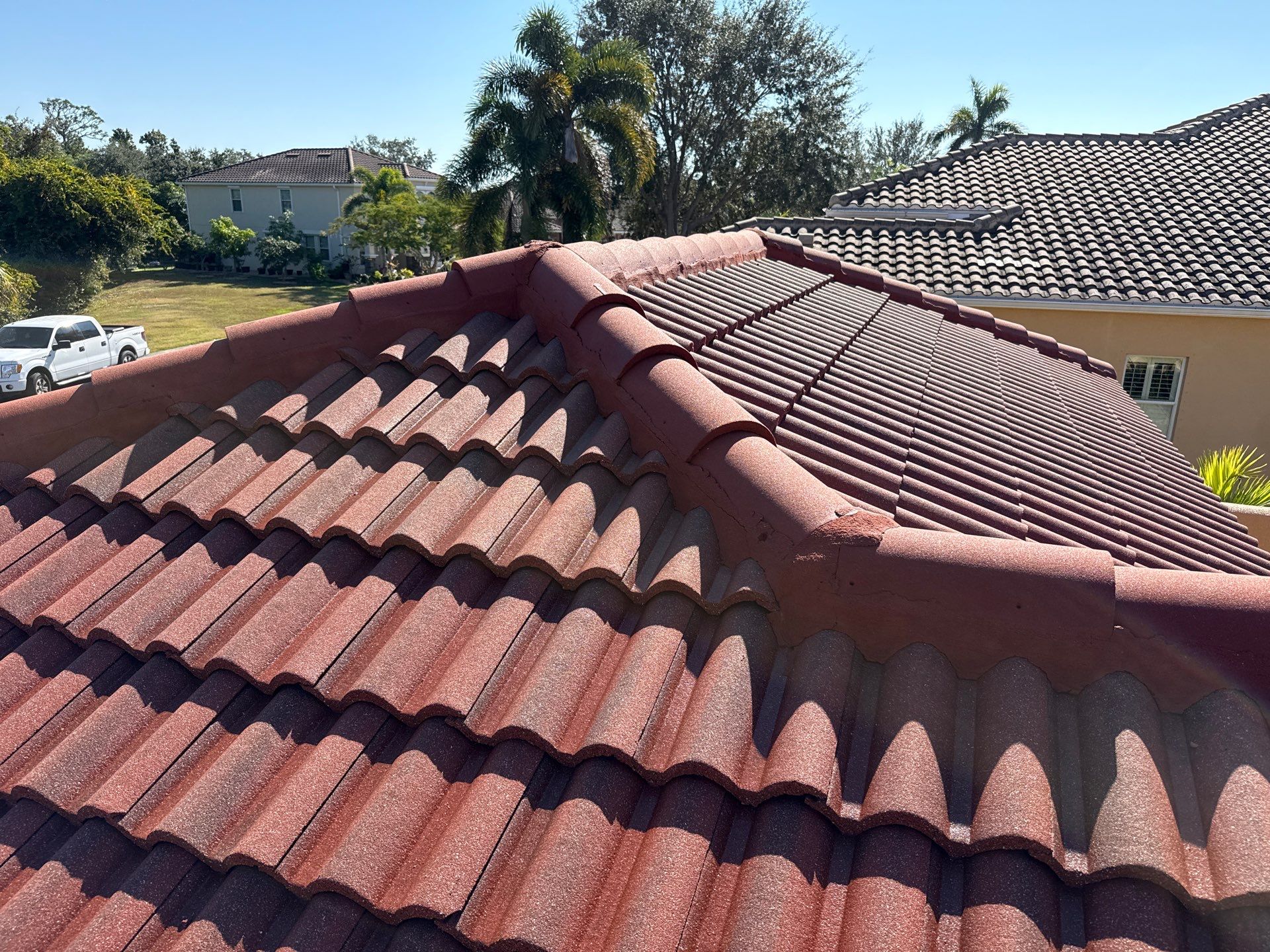 Tile Roof Cleaning & Oil Stain Removal | Tara River Place, Bradenton FL by Sunshine AquaWash