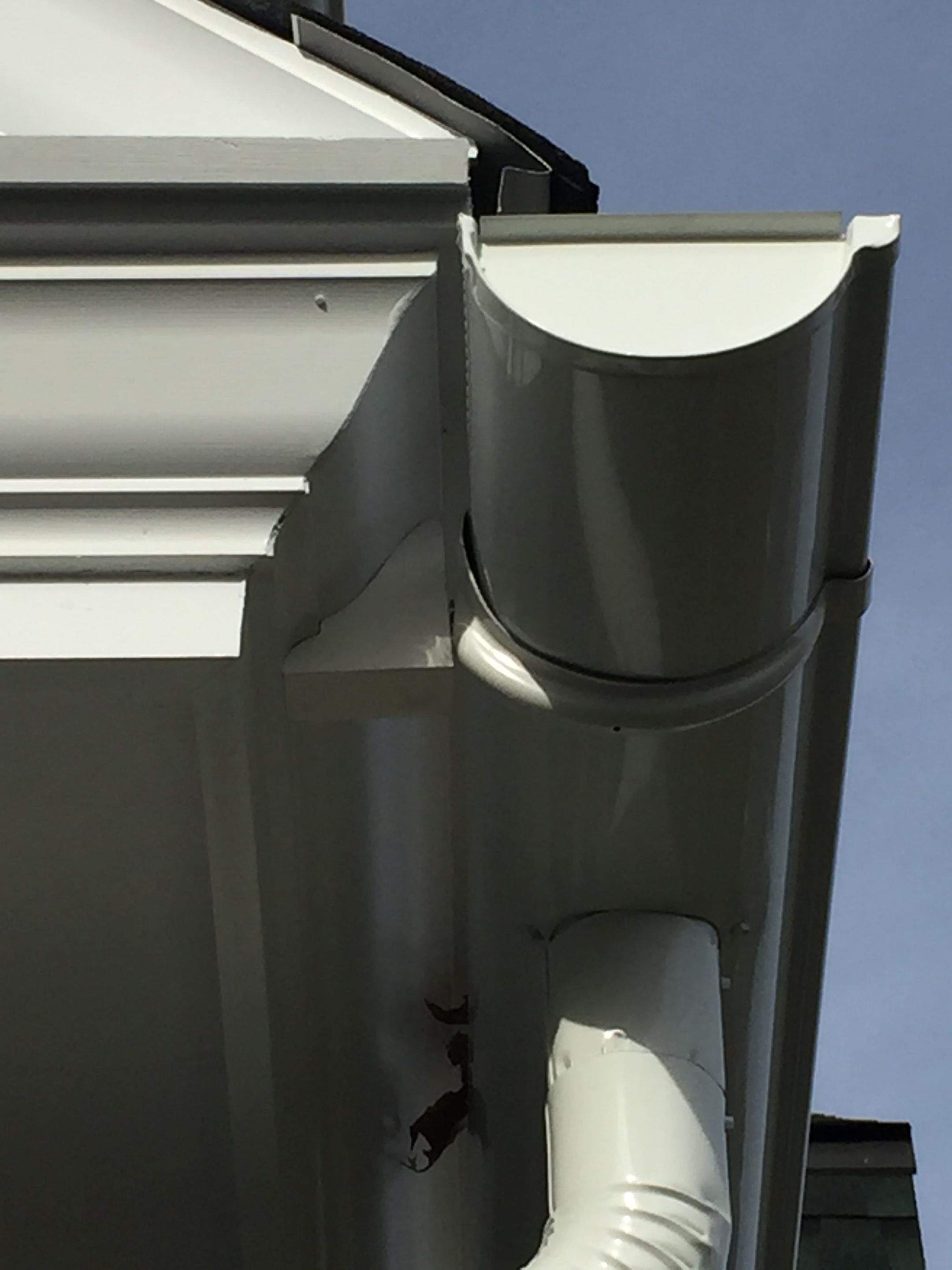 Half-Round Aluminum Gutter Installed onto Crown Molding in Easton, MA by Gutter Pro Enterprises