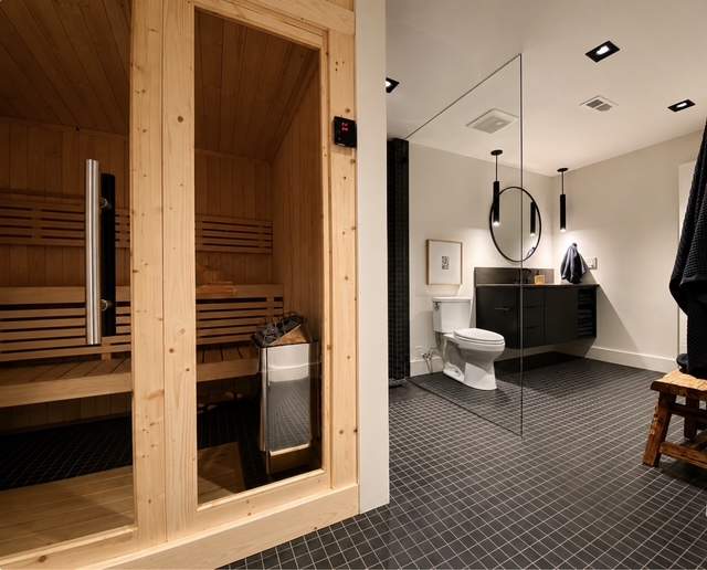 Basement Finishing Project with Home Gym and Sauna in Prospect by Authentic Carpentry