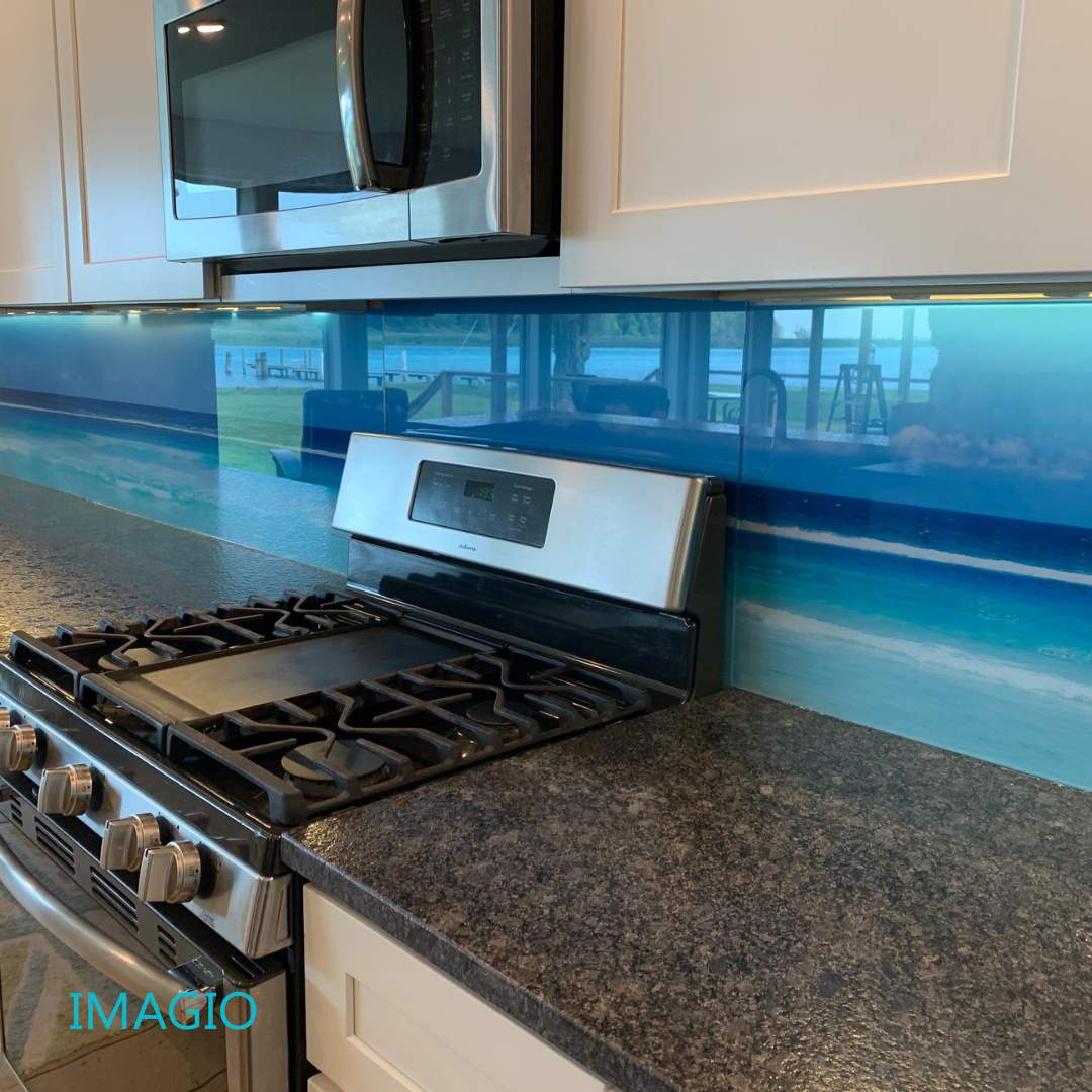 Kitchen Remodel using Maui Beach IMAGIO Solid Glass Backsplash by IMAGIO