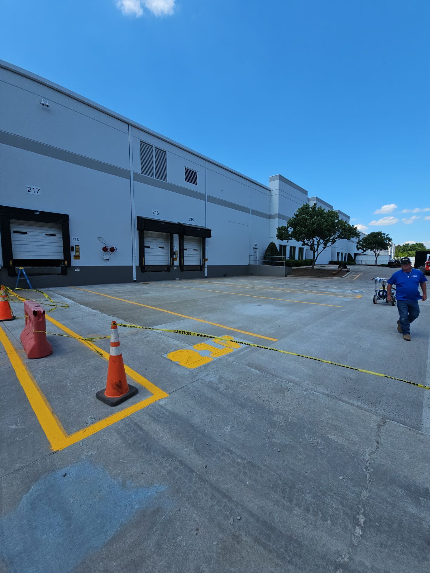 Striping Amazon Parking Lot  by Billy Weatherspoon Contractor