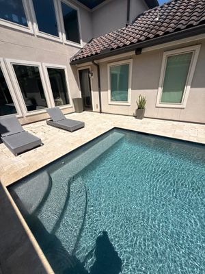 Friendswood House Wash and Travertine Pool Deck Cleaning