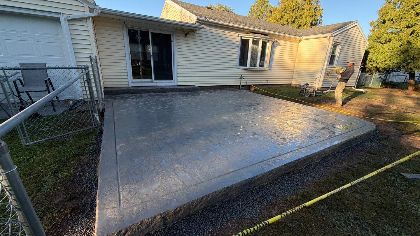 Rochester Oxford Slate Patio with Border  by NG Masonry & Construction LLC