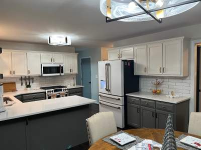 Two-Tone Kitchen Cabinet Painting & Staircase Painting in New Lenox