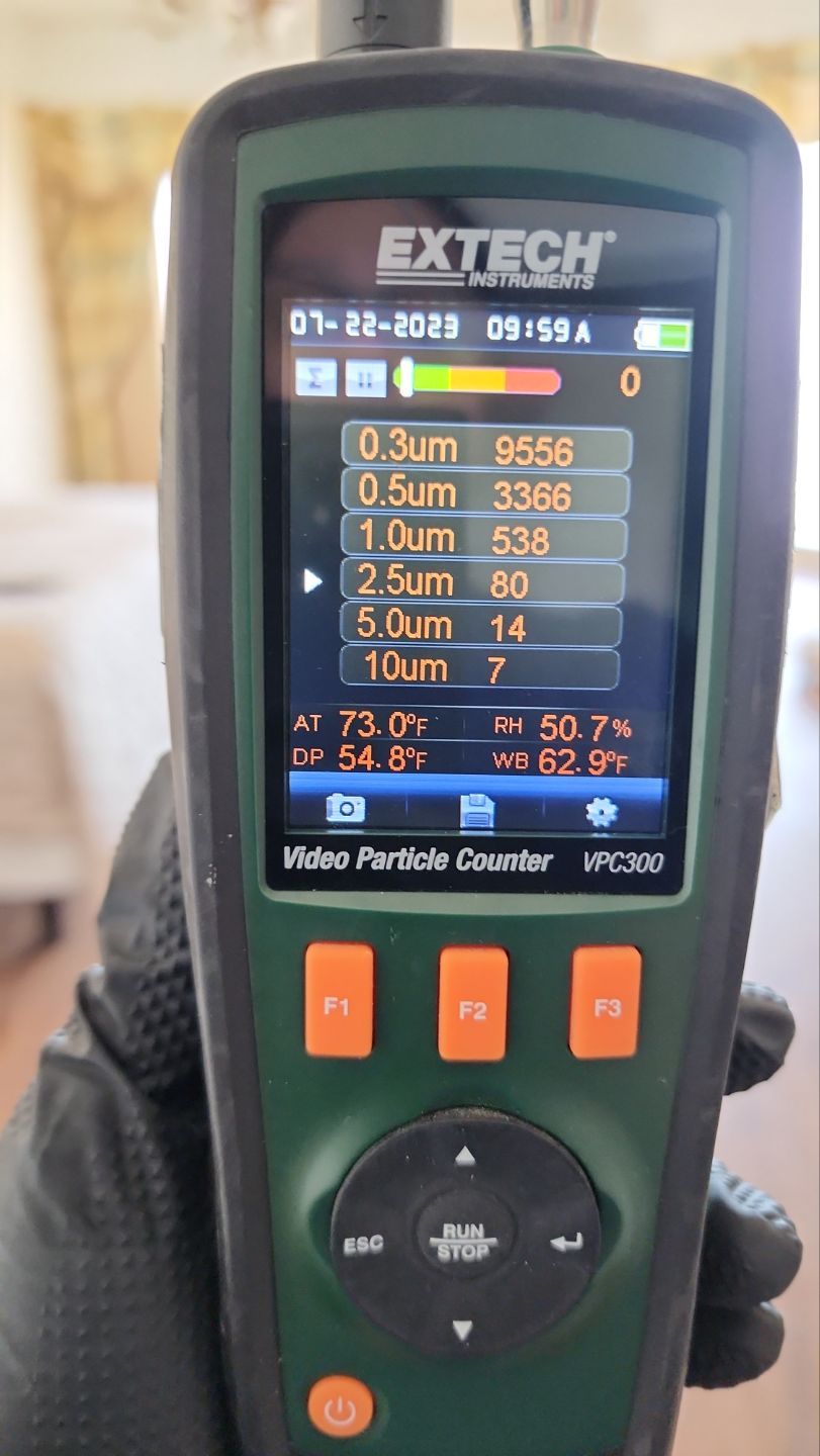 Performing testing for visible mold growth inside a condo on the water. by Building performance Solutions LLC