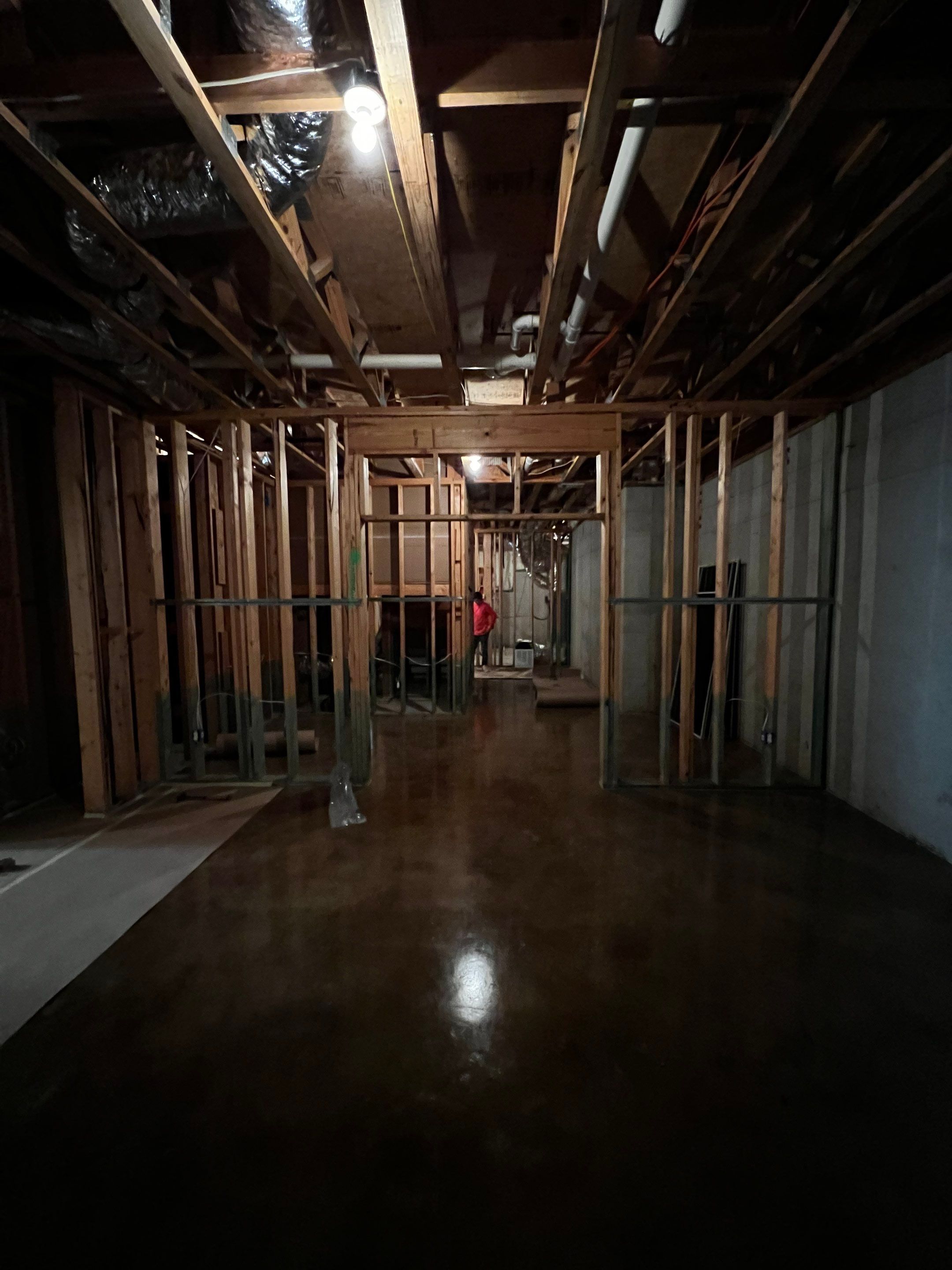 Finished Basement Renovation Featuring Polished Concrete in Atlanta by Swift Home Renovations