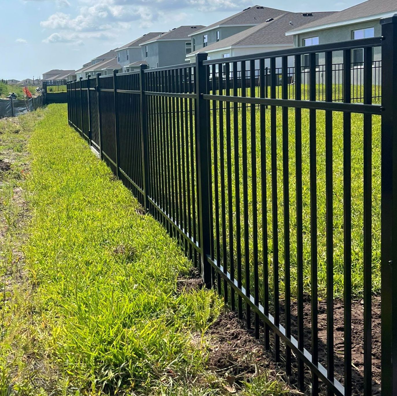 Aluminum Fence Installation using Black 3 Rail Aluminum Fence by Asap fence and gates, LLC