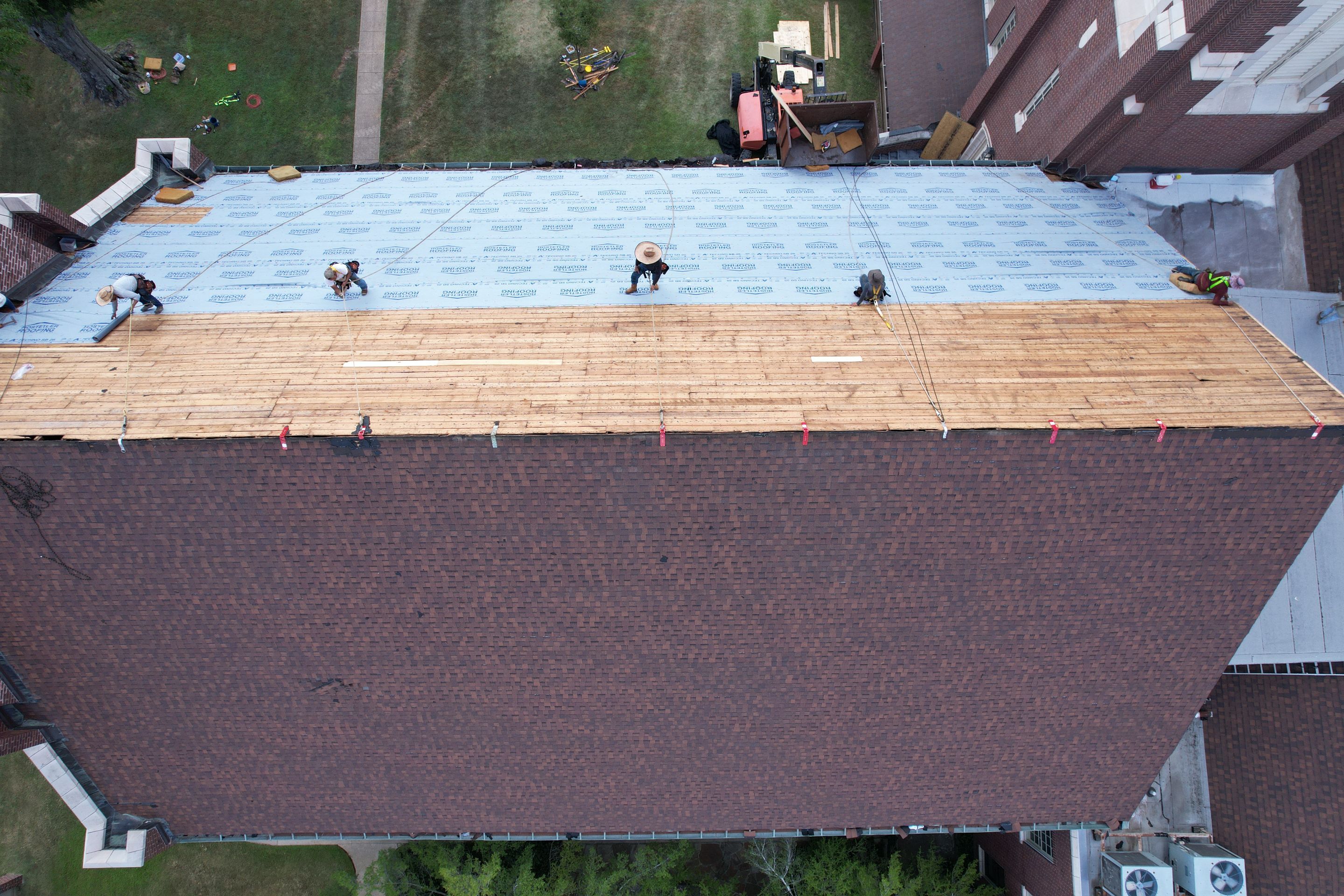 Commercial Roof Replacement using Malarkey Vista Shingles and 50 mil PVC by Hostetler Roofing