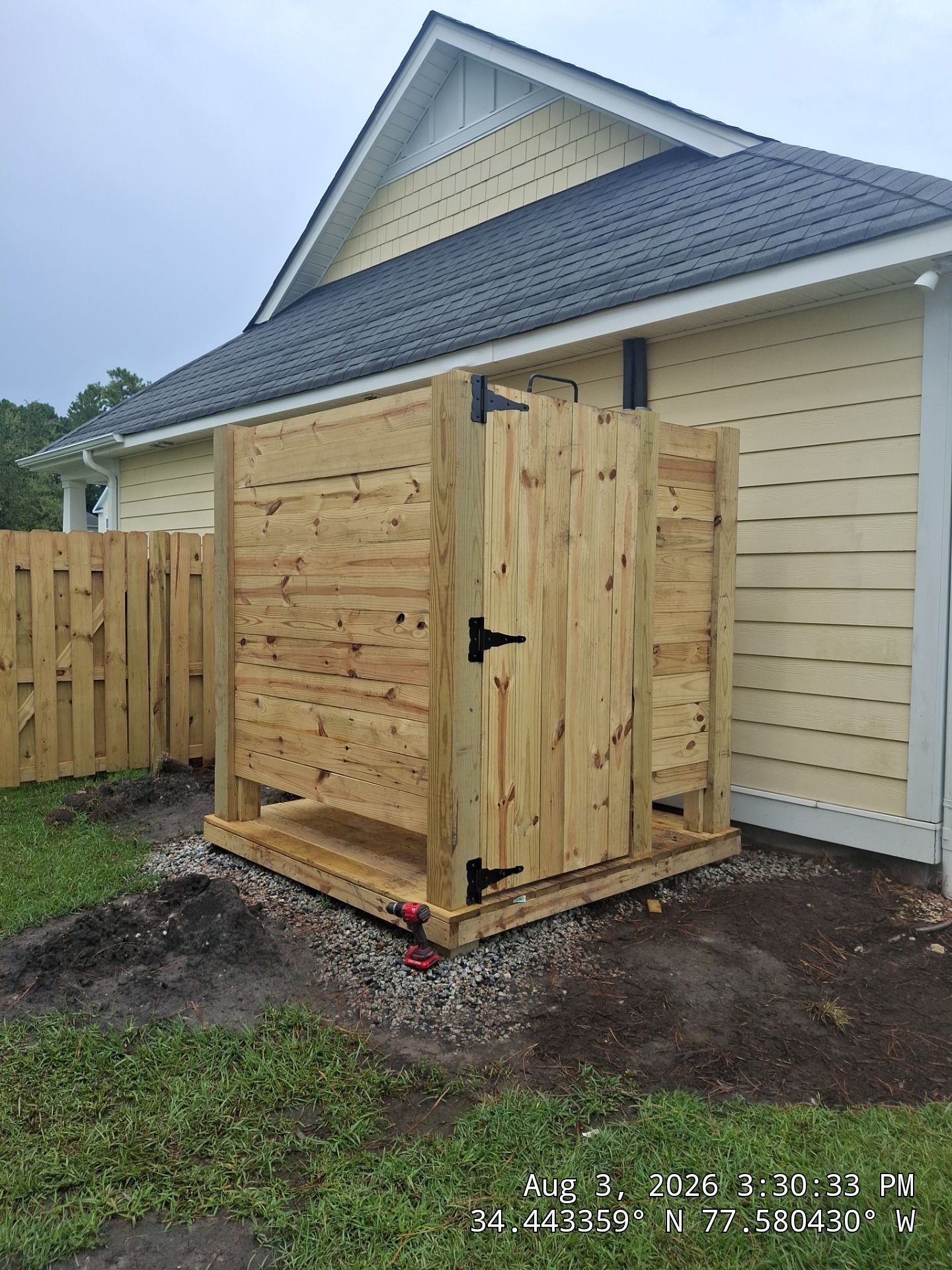 Kitchen Updates, Butler Pantry Removal, and Outdoor Shower Installation in Hampstead by RGR Construction and Roofing, LLC