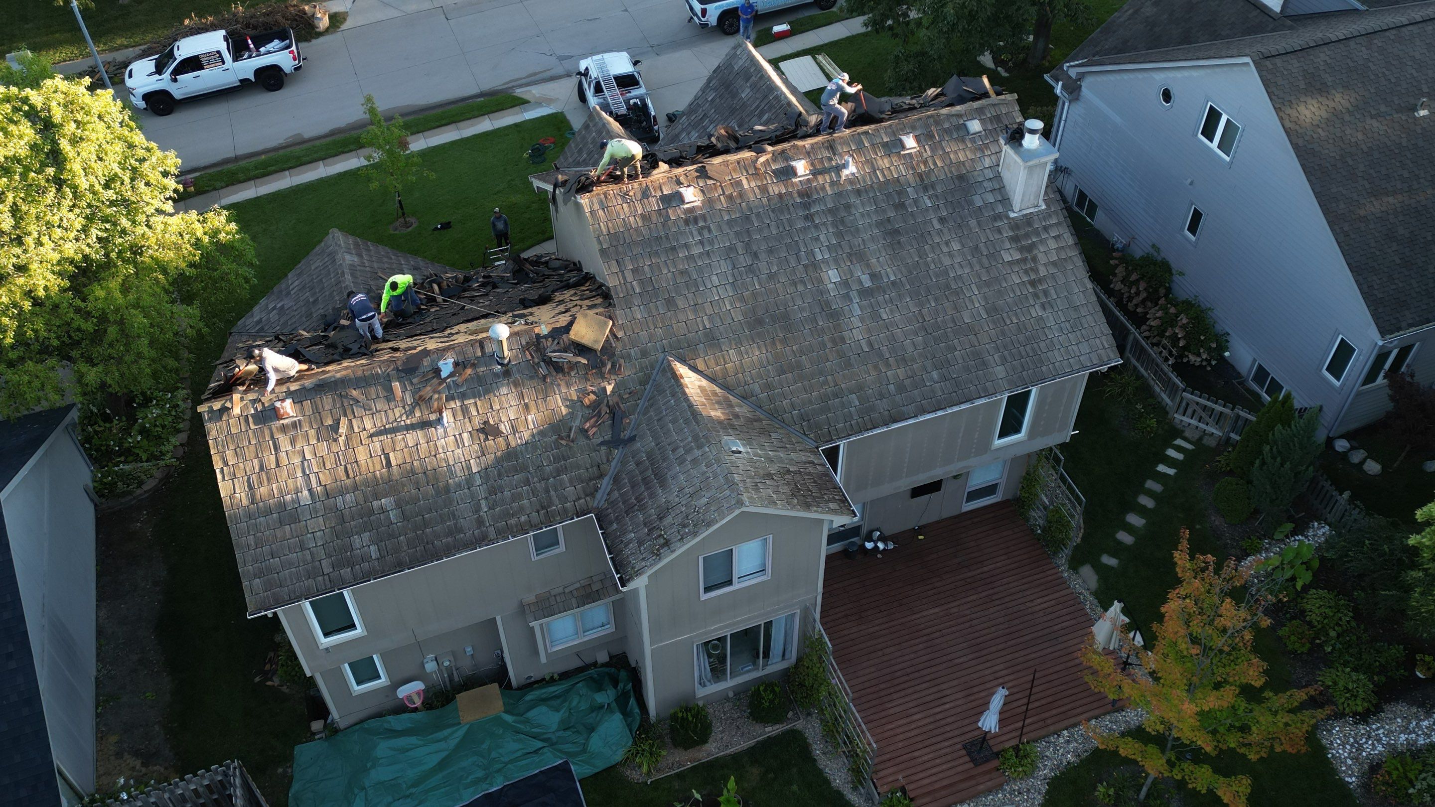 Residential Roofing Installation using IKO ArmourShake in Chalet Wood by Lightning Exteriors