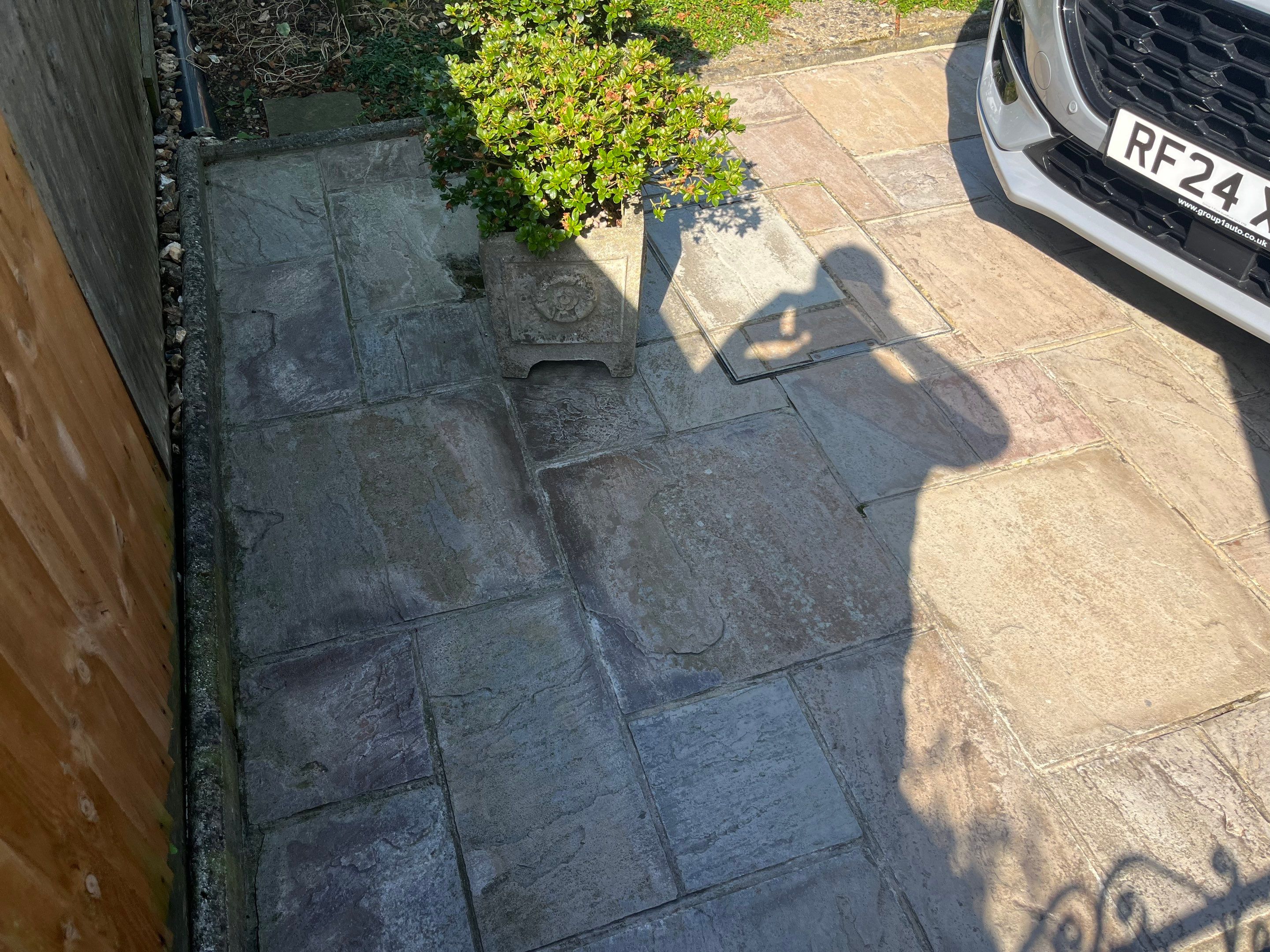 York Stone Patio Cleaning using Honda 15lpm Low Pressure Washing Machine by Ges Exterior Cleaning ltd