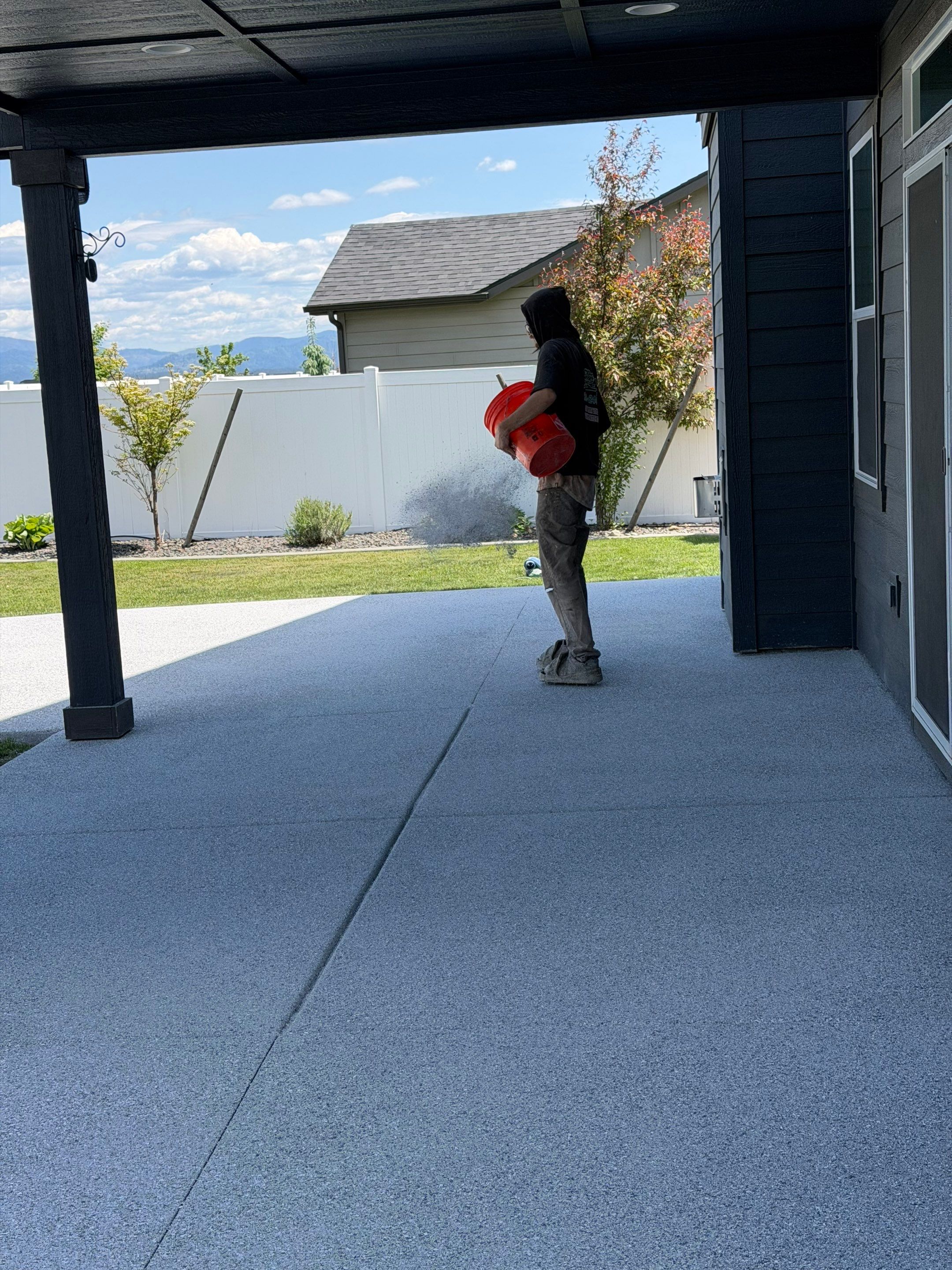 Agate Hybrid Polyaspartic Patio Coating and Concrete Repair in Rathdrum by Croc Coatings, LLC