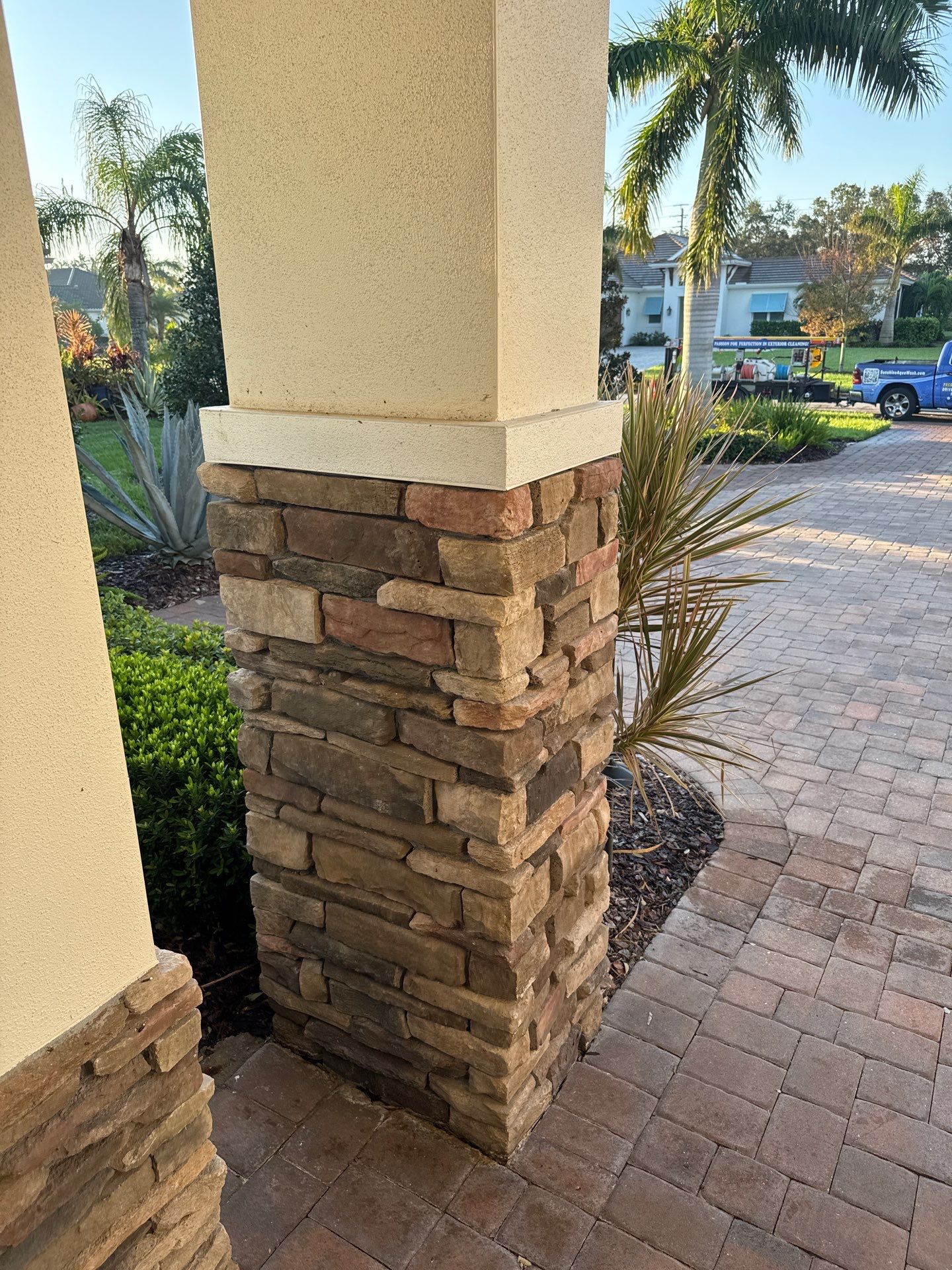Paver Driveway Cleaning, House Wash, and Pool Deck Cleaning in Bradenton, FL | Winding River Community by Sunshine AquaWash