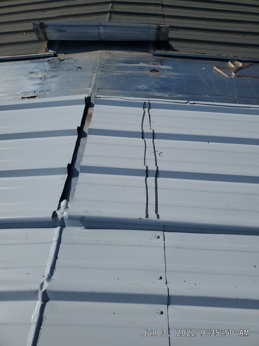 Commercial Roofing Installation using Aluminum Roofing panels by Hostetler Roofing
