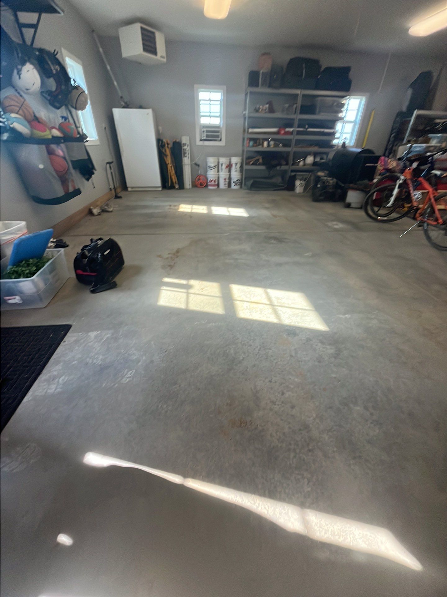 Domino Flake Concrete Coating for Lennox Garage Floor by Select Painting, Coatings & Garage Cabinets