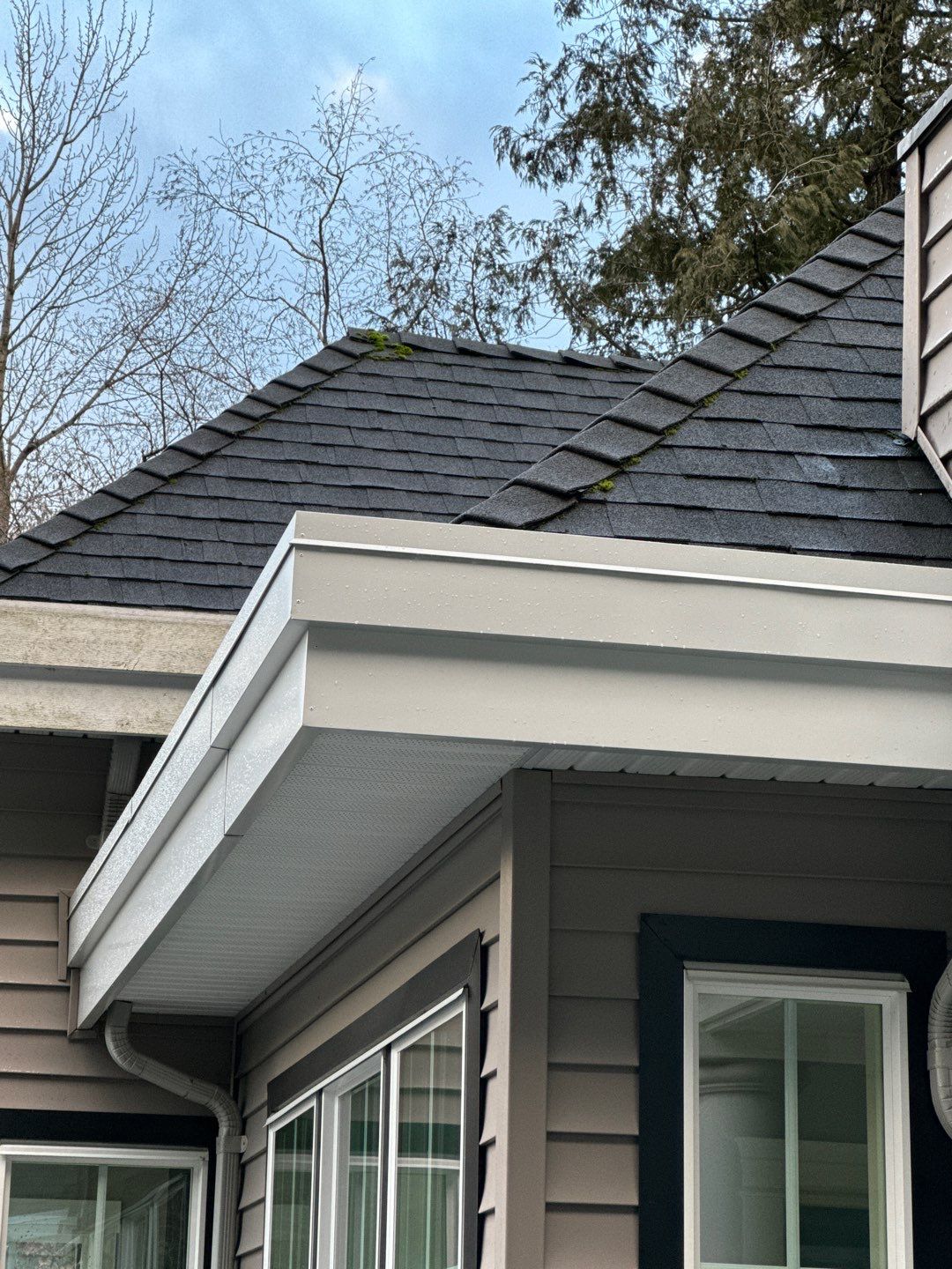 Residential Re-Roof using 26 GA Fascia Color White White by Top Notch Roofing Inc