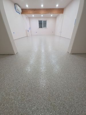 Custom Polyaspartic Basement Floor Coating System in Deer Park
