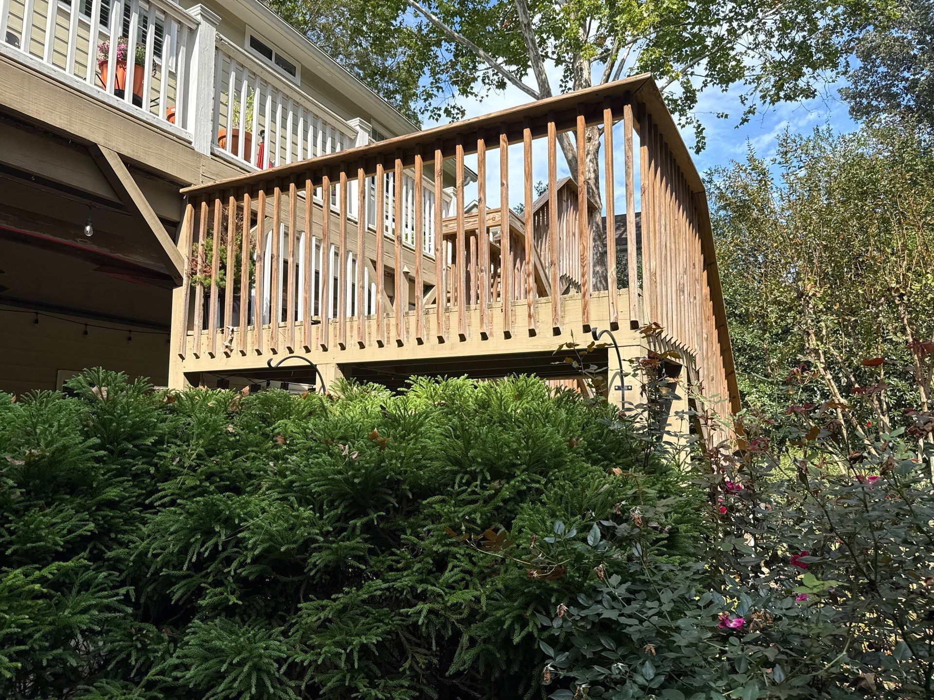 Deck Resurface and Screened-In Porch Build with Timbertech LED Lantern Post Cap Lights by Nelson Exteriors
