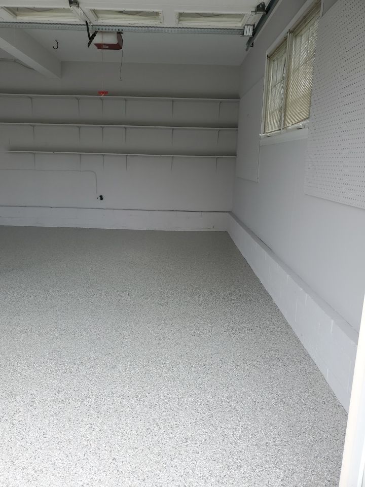 Garage Floor in Mt. Everest, Walls/Ceiling in White by Spectrum Painting, LLC