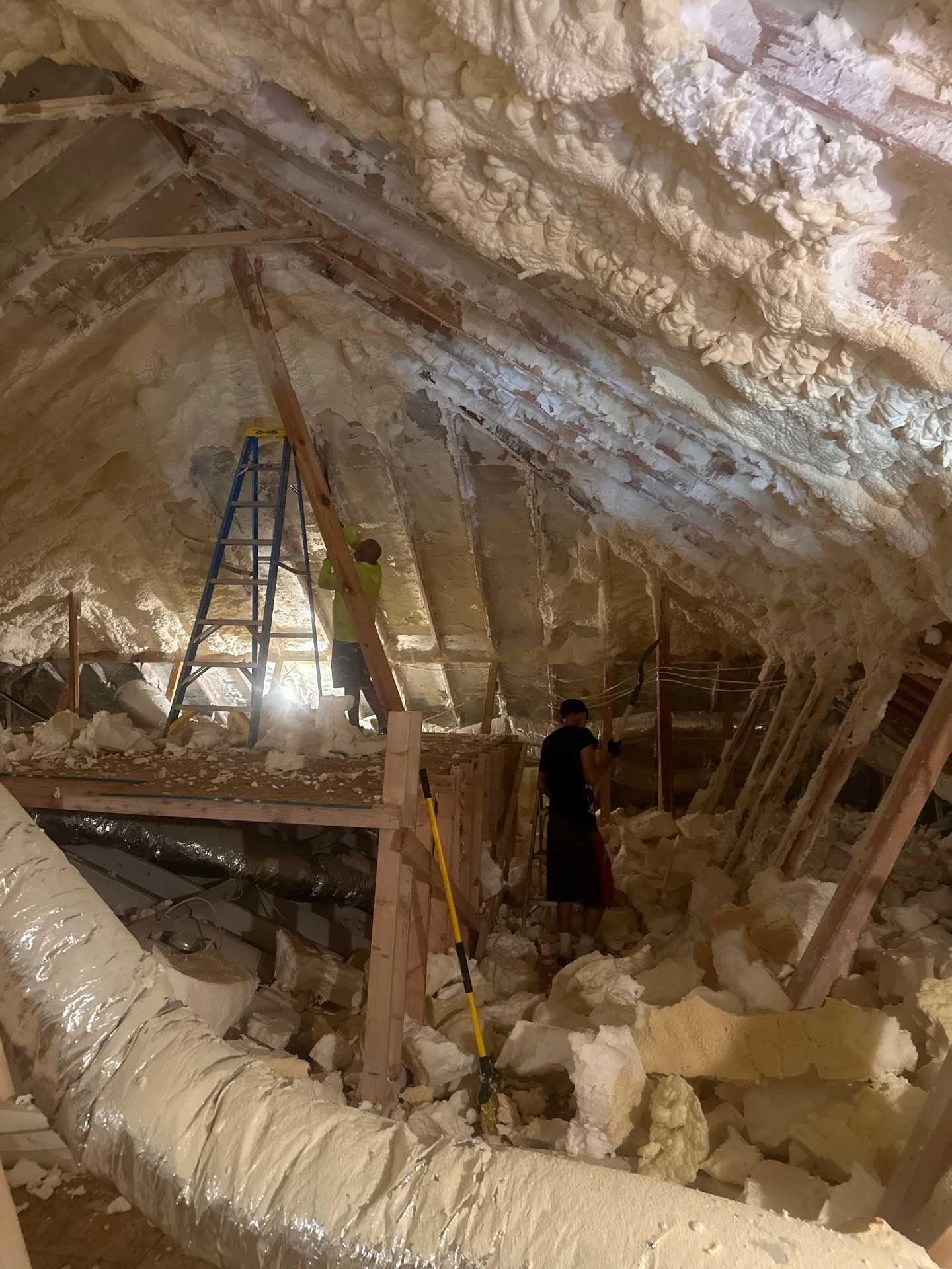 Spray foam insulation removal & re spray by Apex Insulation Solutions
