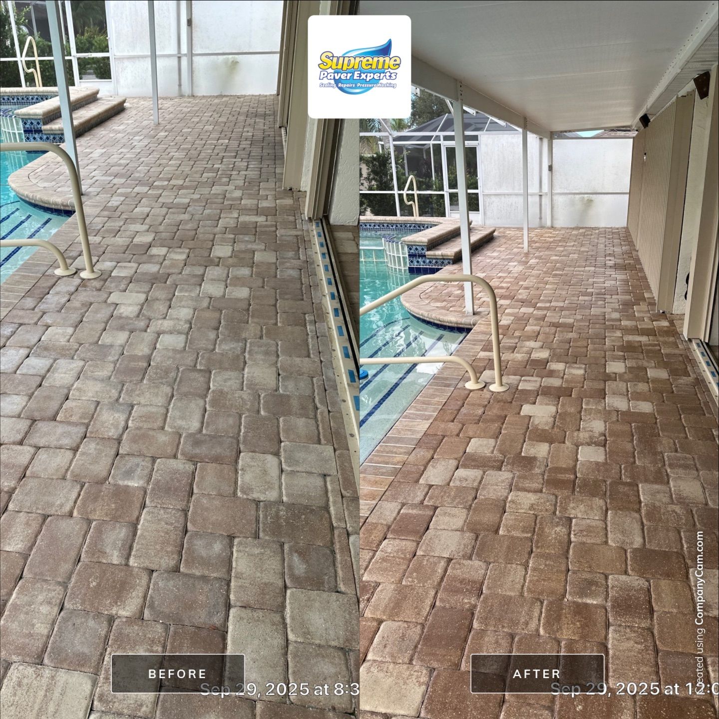 Sun City Center Paver Stripping and Sealing for Pool Deck by Supreme Paver Experts